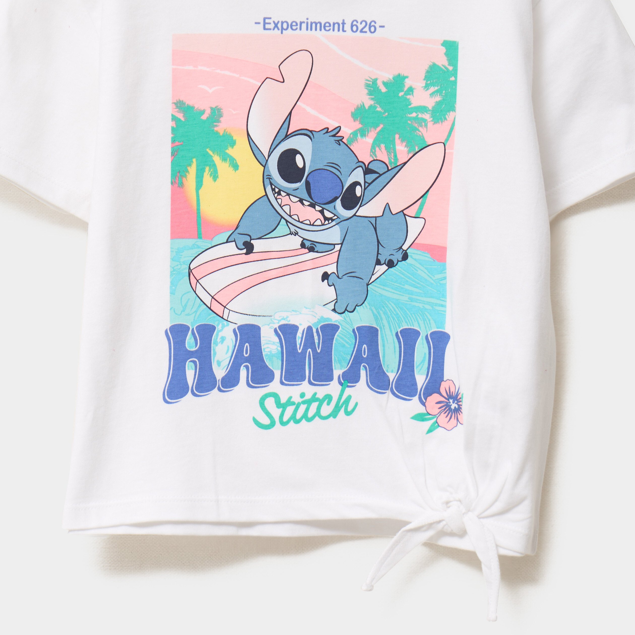 T-shirt manches courtes coton Stitch blanc fille