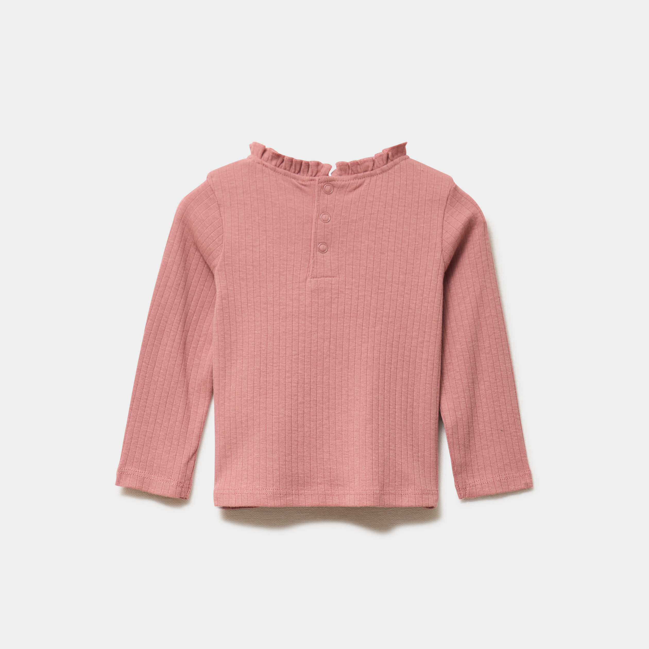 T-shirt c&ocirc;tel&eacute; col montant &agrave; volants rose b&eacute;b&eacute; fille