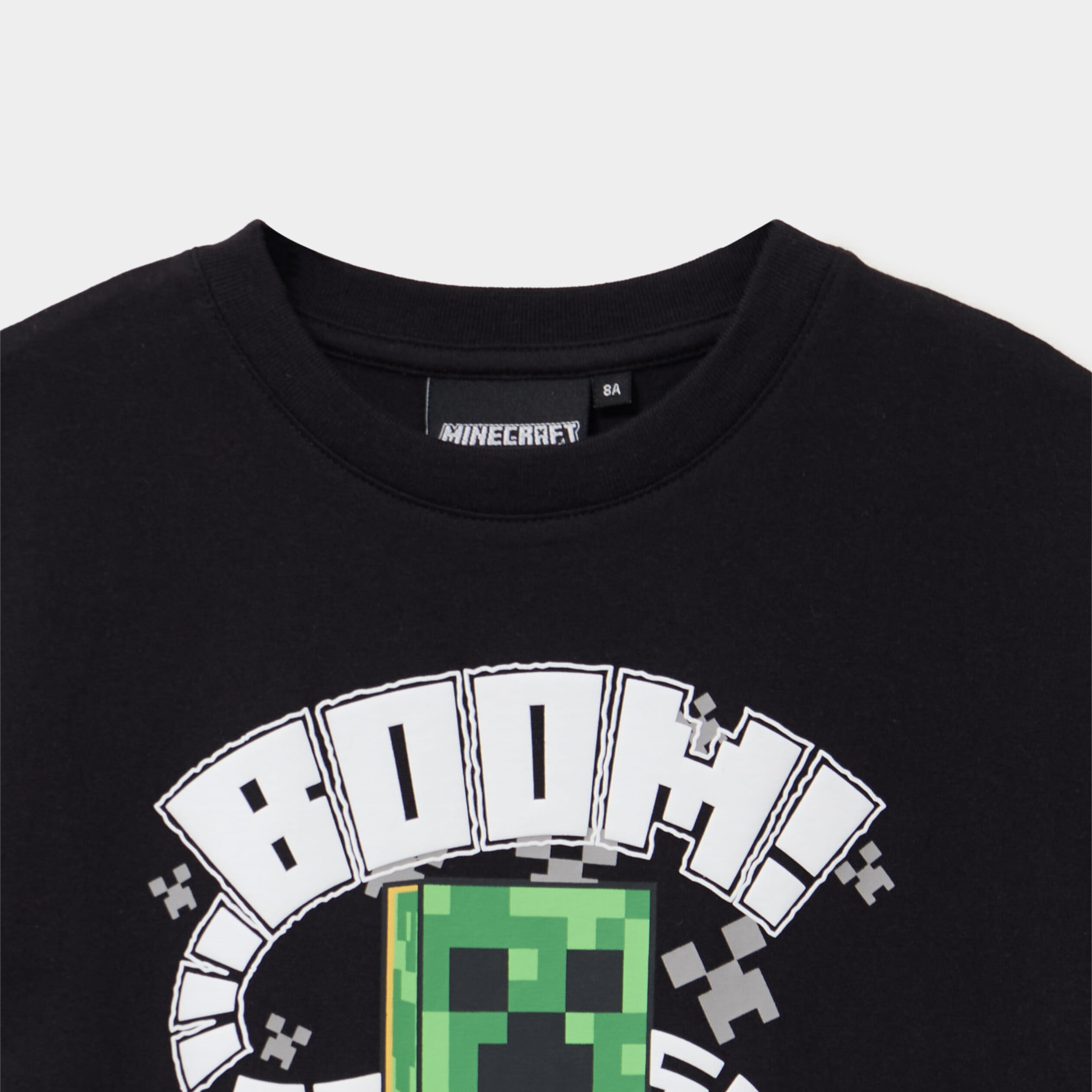 T-shirt manches courtes coton Minecraft noir gar&ccedil;on