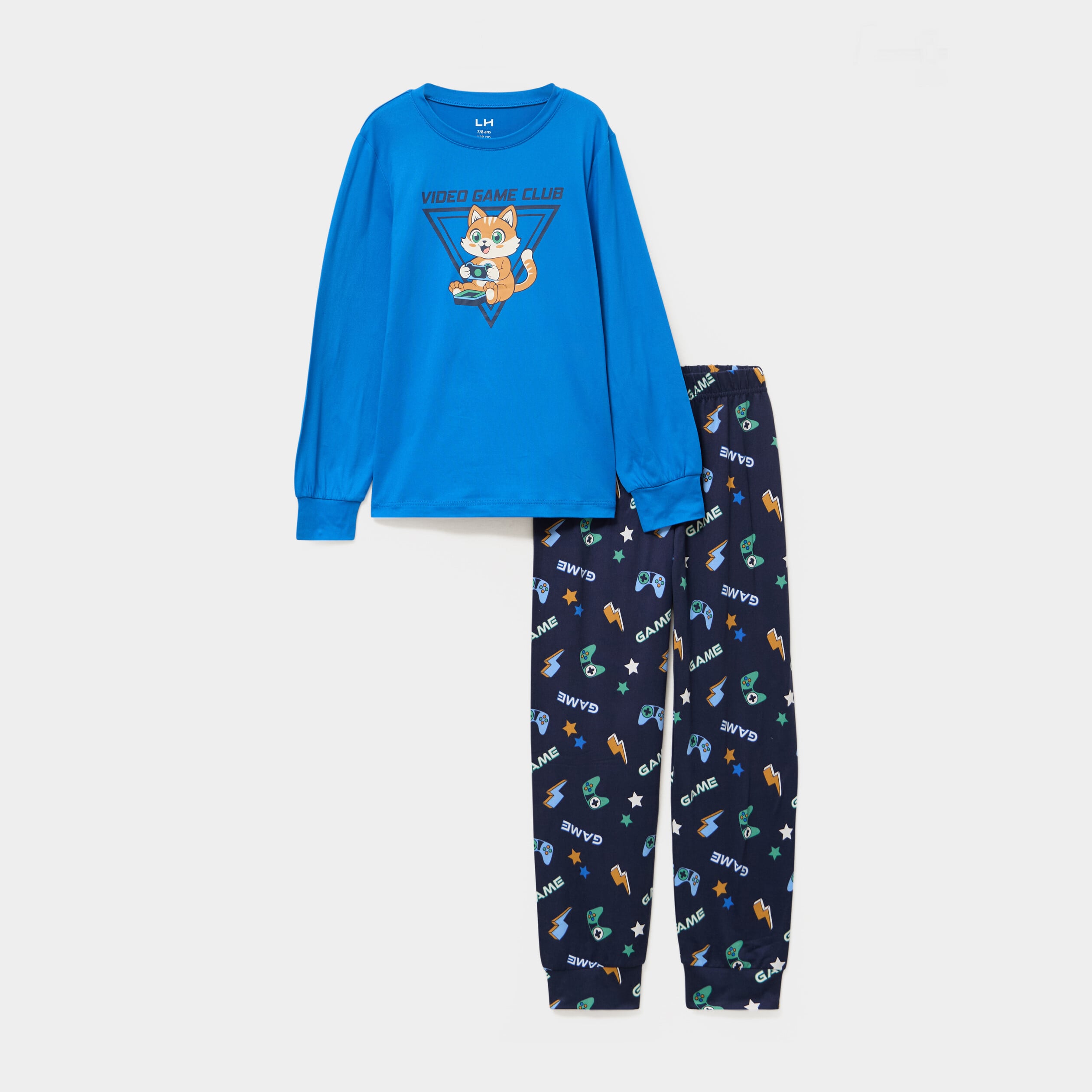 Ensemble pyjama 2 pi&egrave;ces pantalon bleu gar&ccedil;on