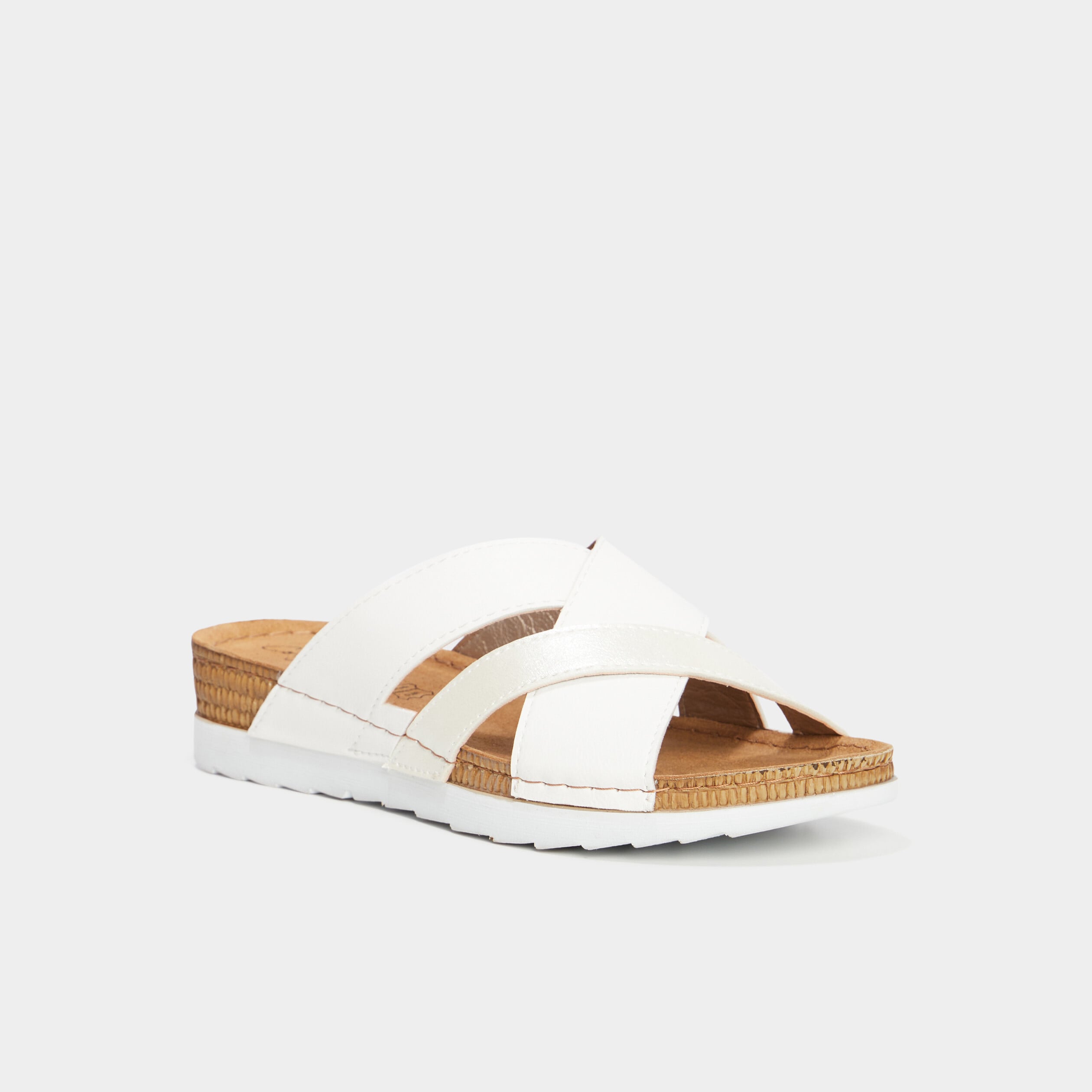 Mules &agrave; talons compens&eacute;s Confortissimo blanc femme