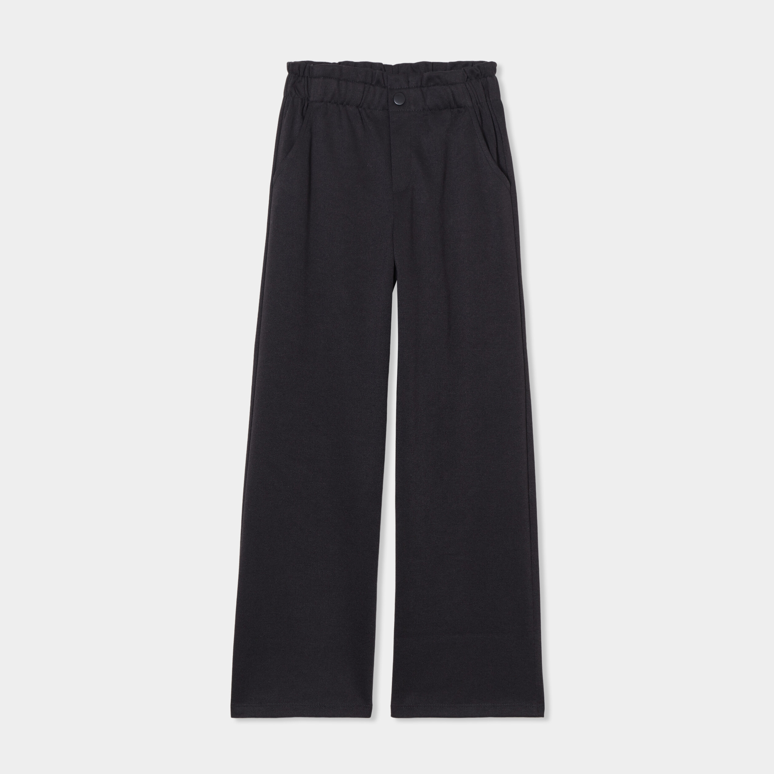 Pantalon large taille elastiquee noir fille