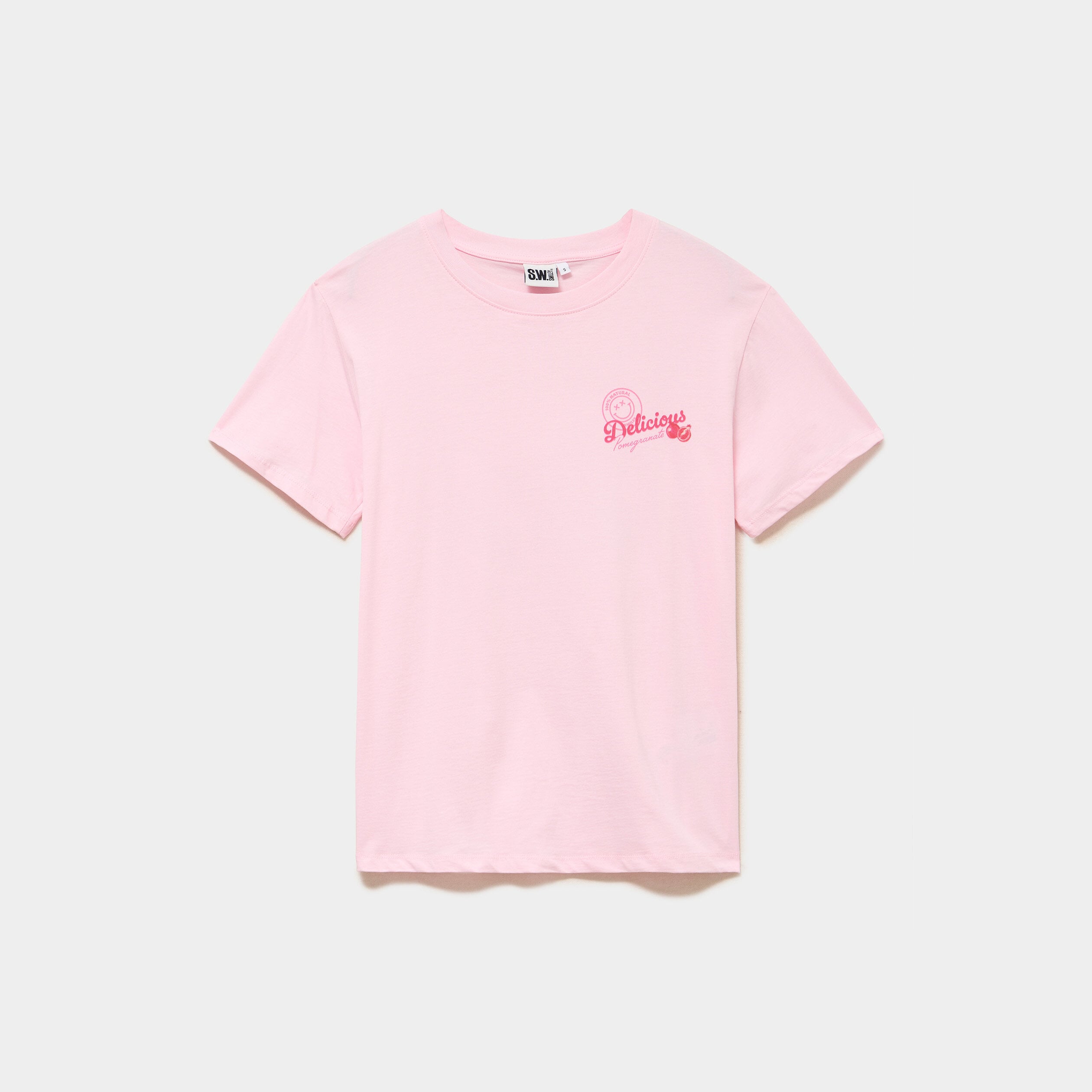 T-shirt col rond coton Smiley World rose femme