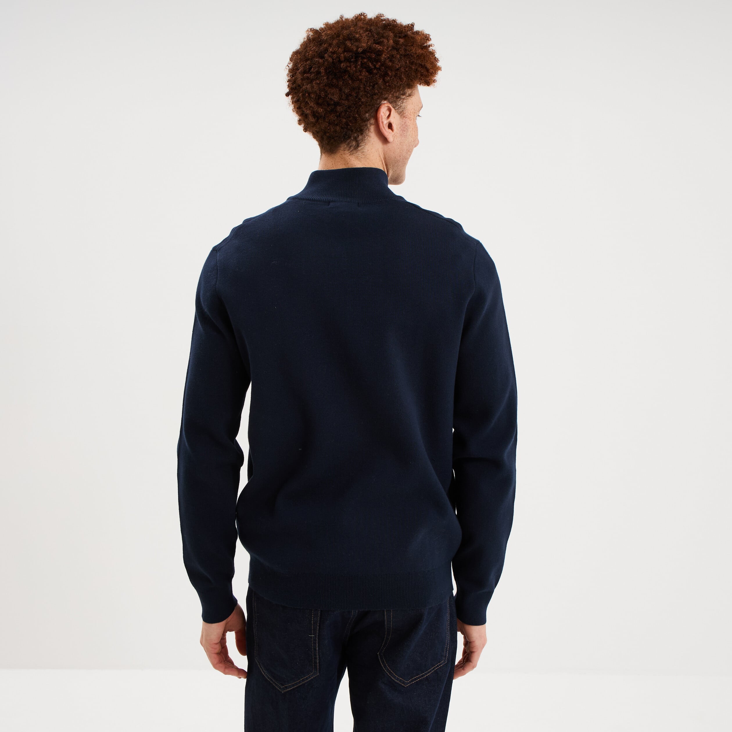 Pull camionneur manches longues bleu marine homme