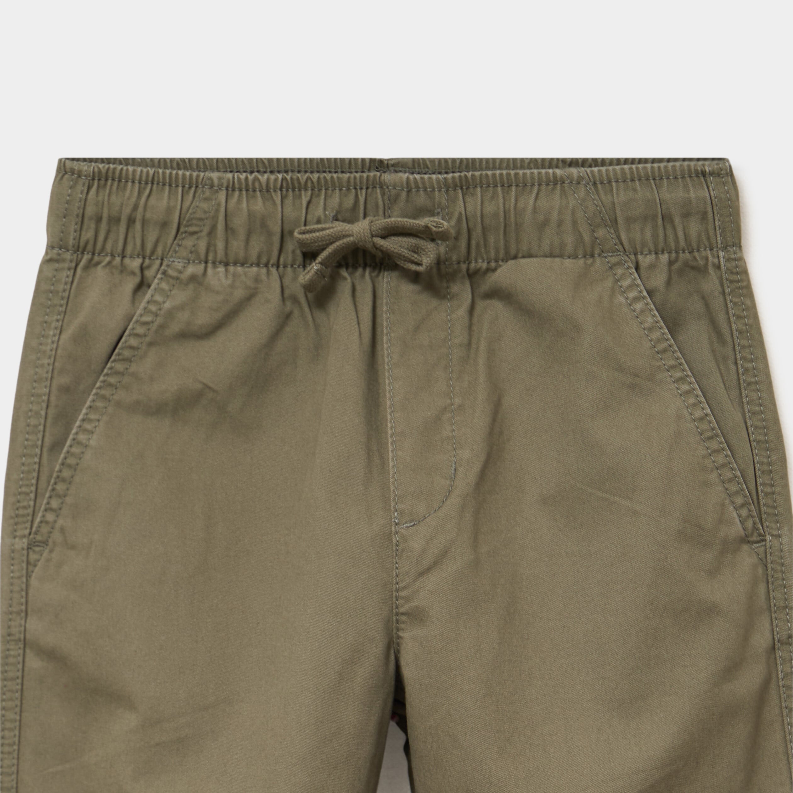 Pantalon battle taille &eacute;lastiqu&eacute;e coton vert kaki gar&ccedil;on
