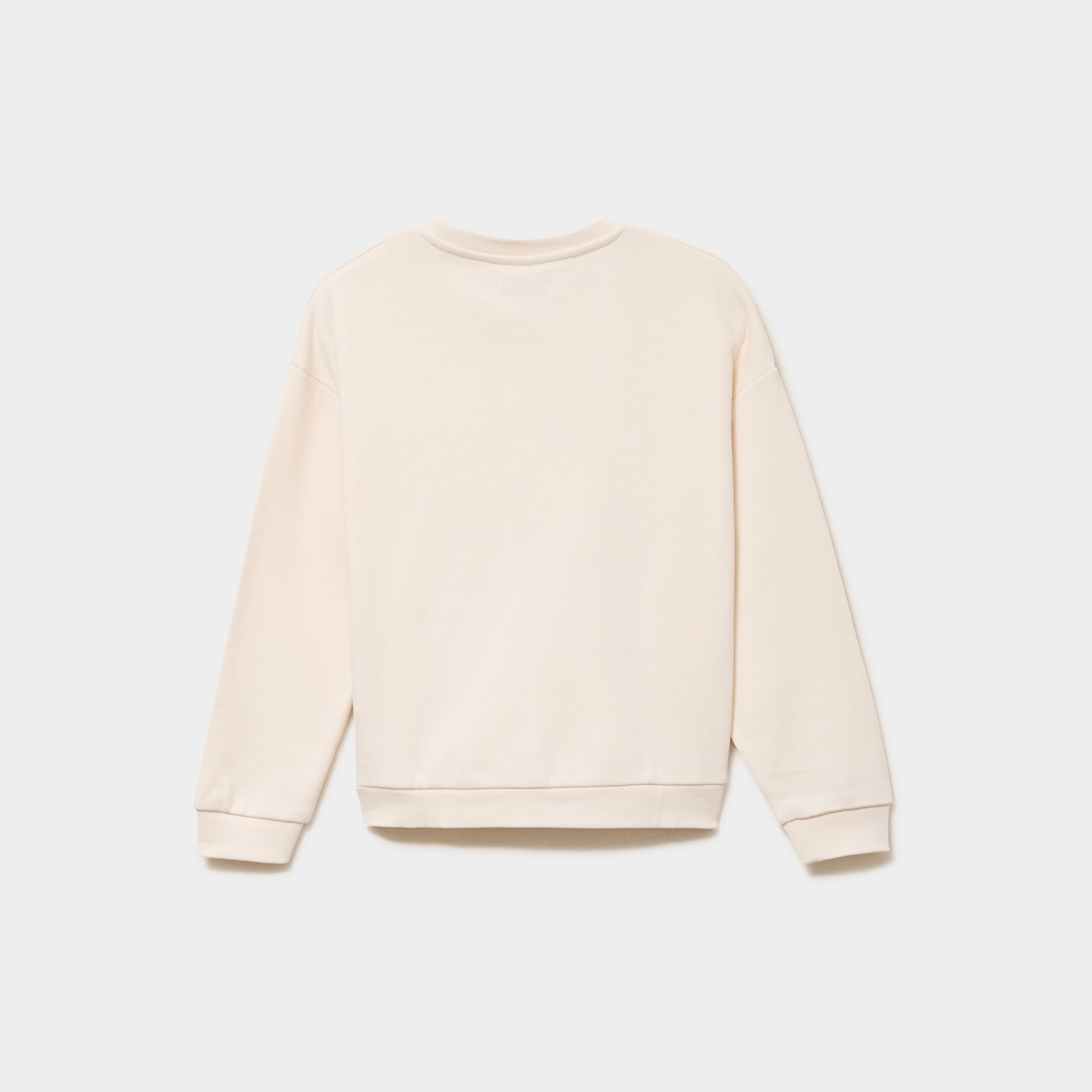 Sweat col rond oversize manches longues beige fille
