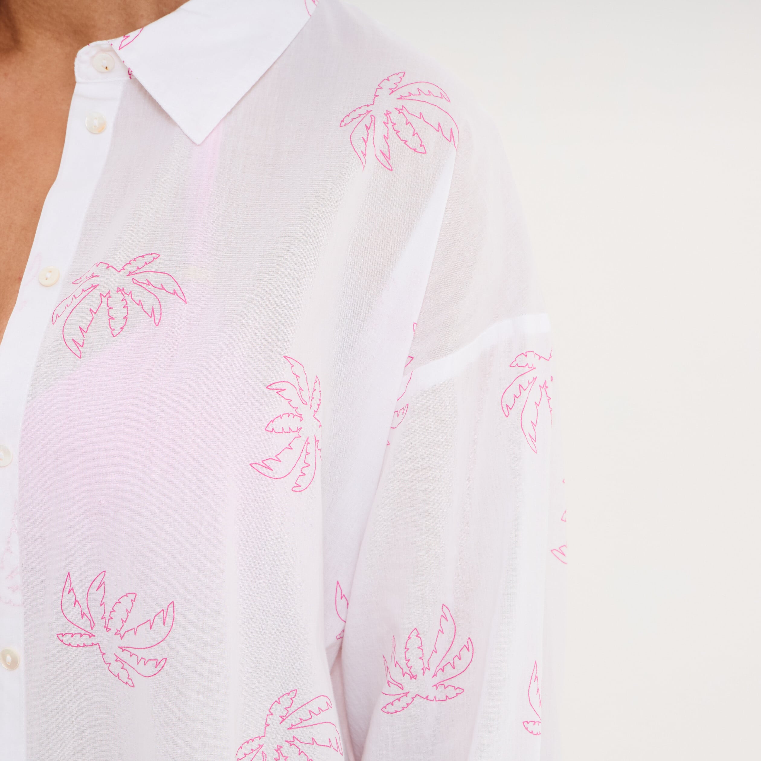 Robe chemise de plage voile de coton blanc femme