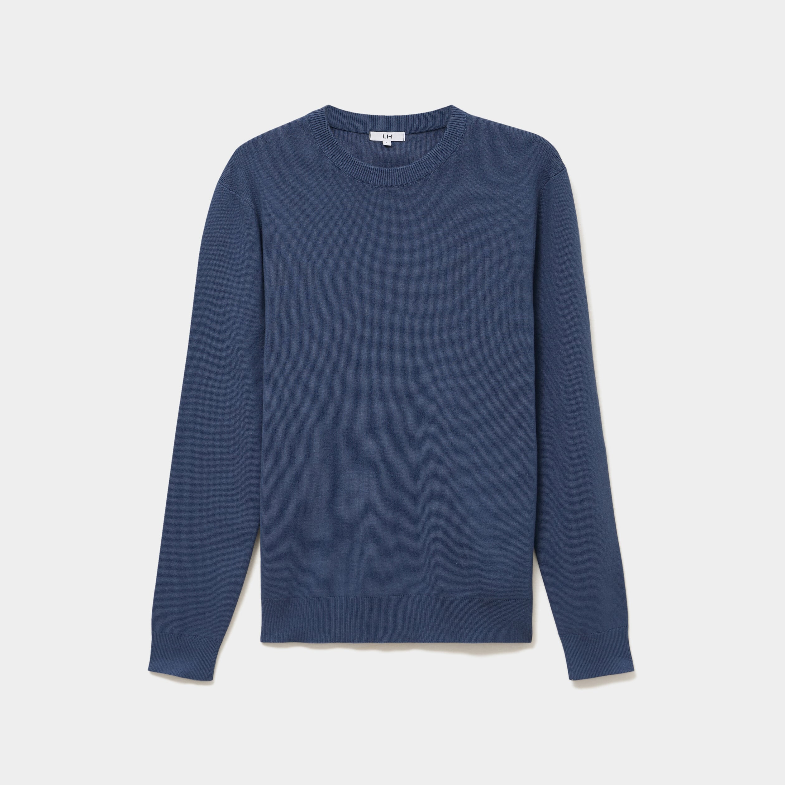 Pull col rond manches longues bleu fonc&eacute; homme
