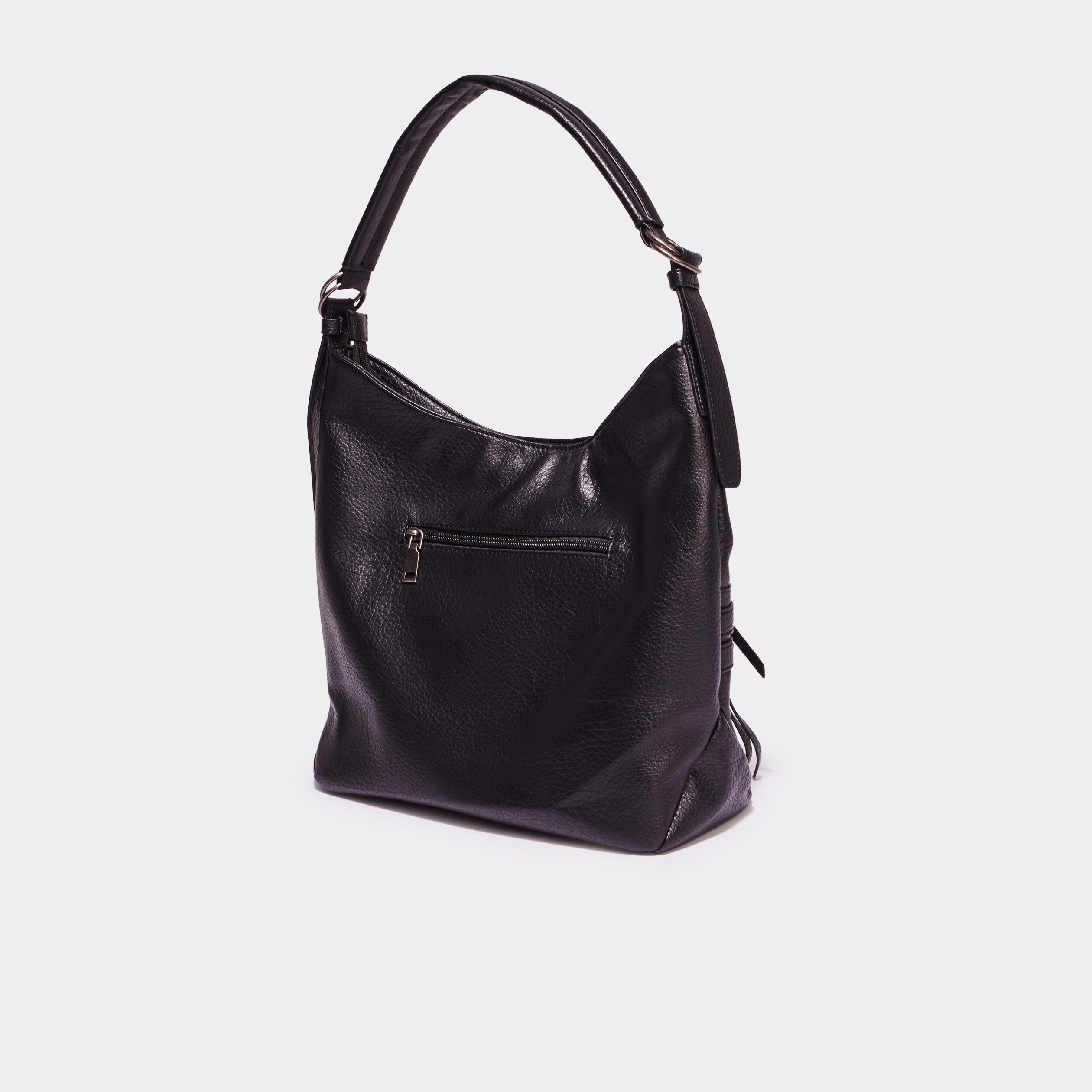 Sac port?�-?�paule d?�tails zipp?�s noir femme | La Halle