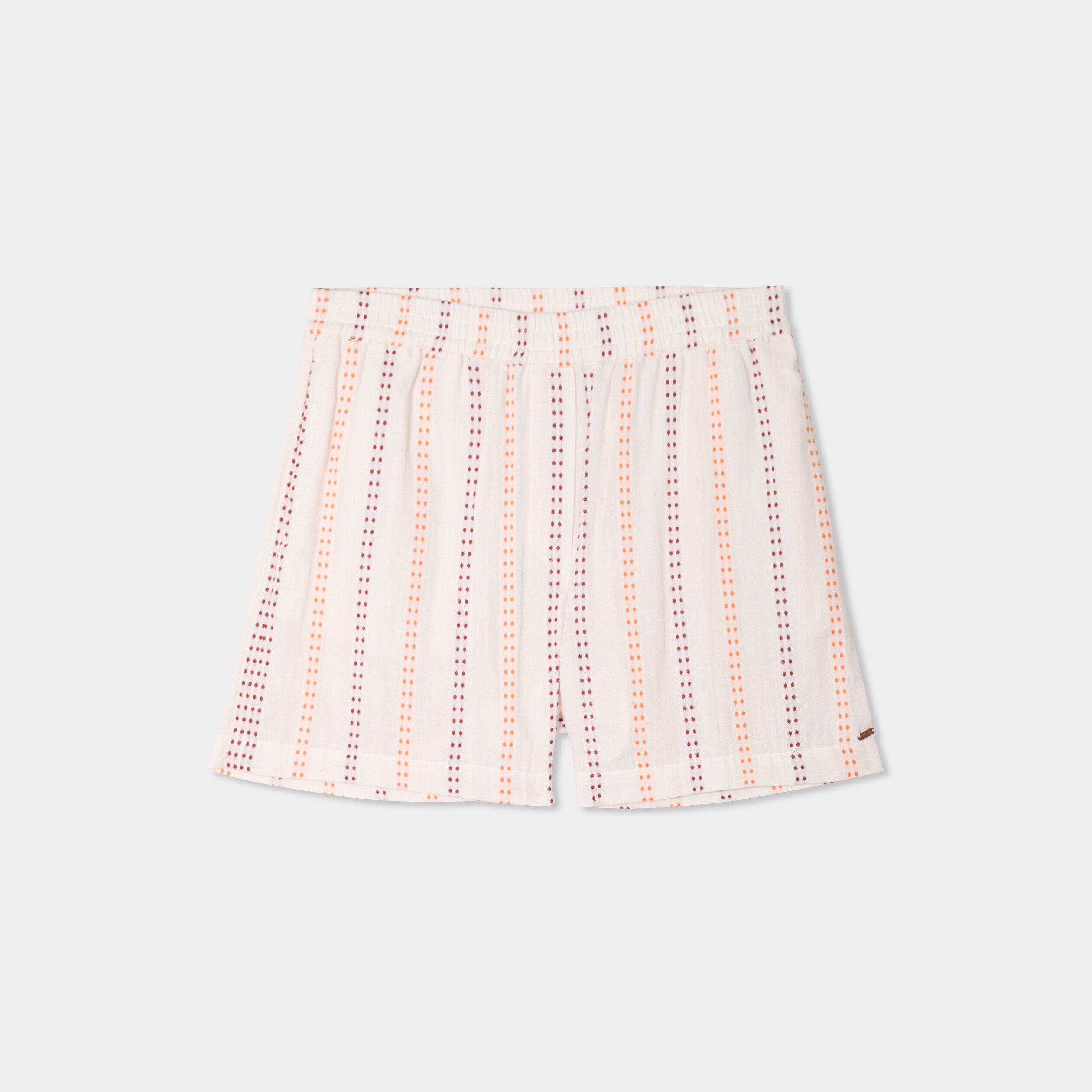 Short taille élastiquée gaze de coton ecru femme