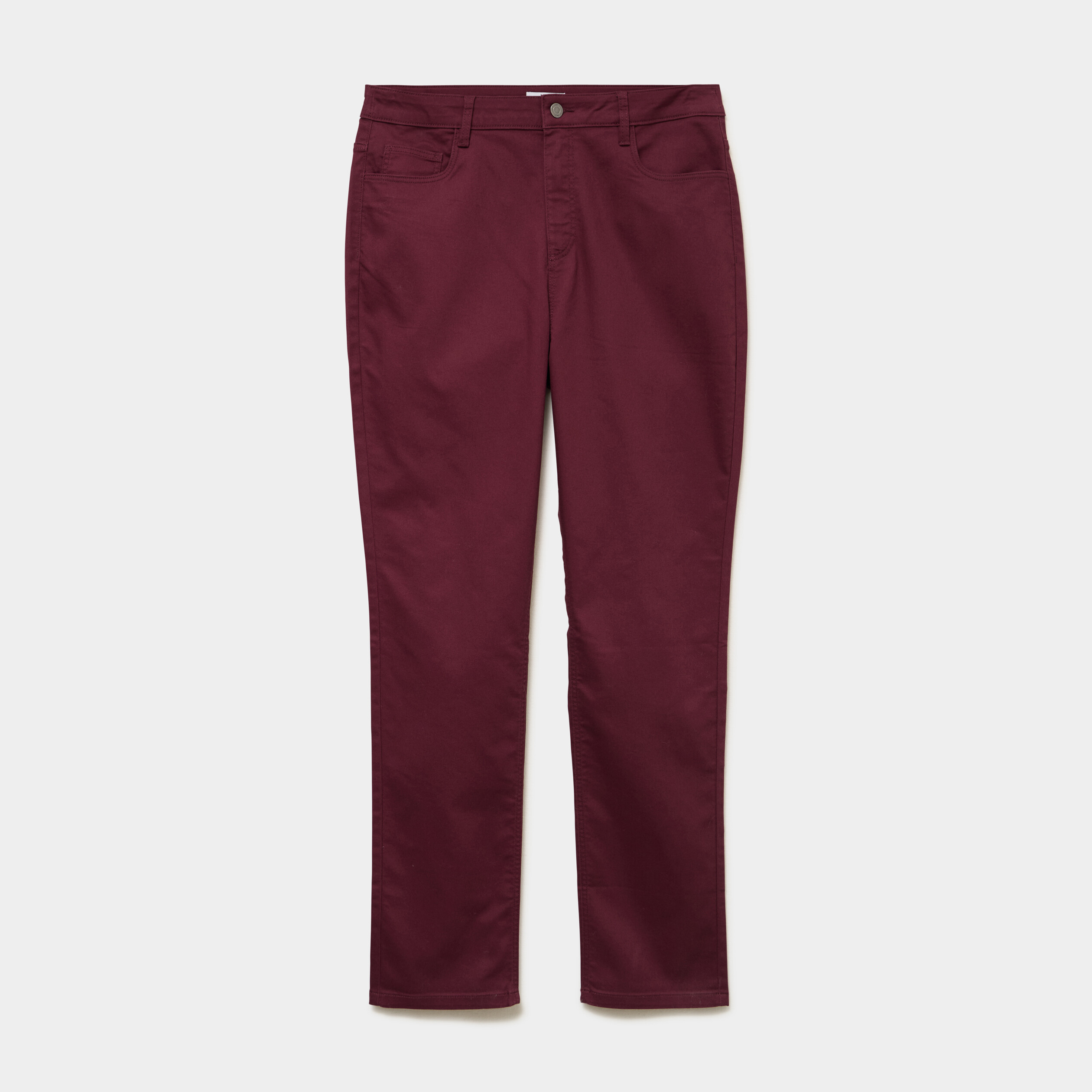 Pantalon droit taille haute extensible violet fonc&eacute; femme grande taille