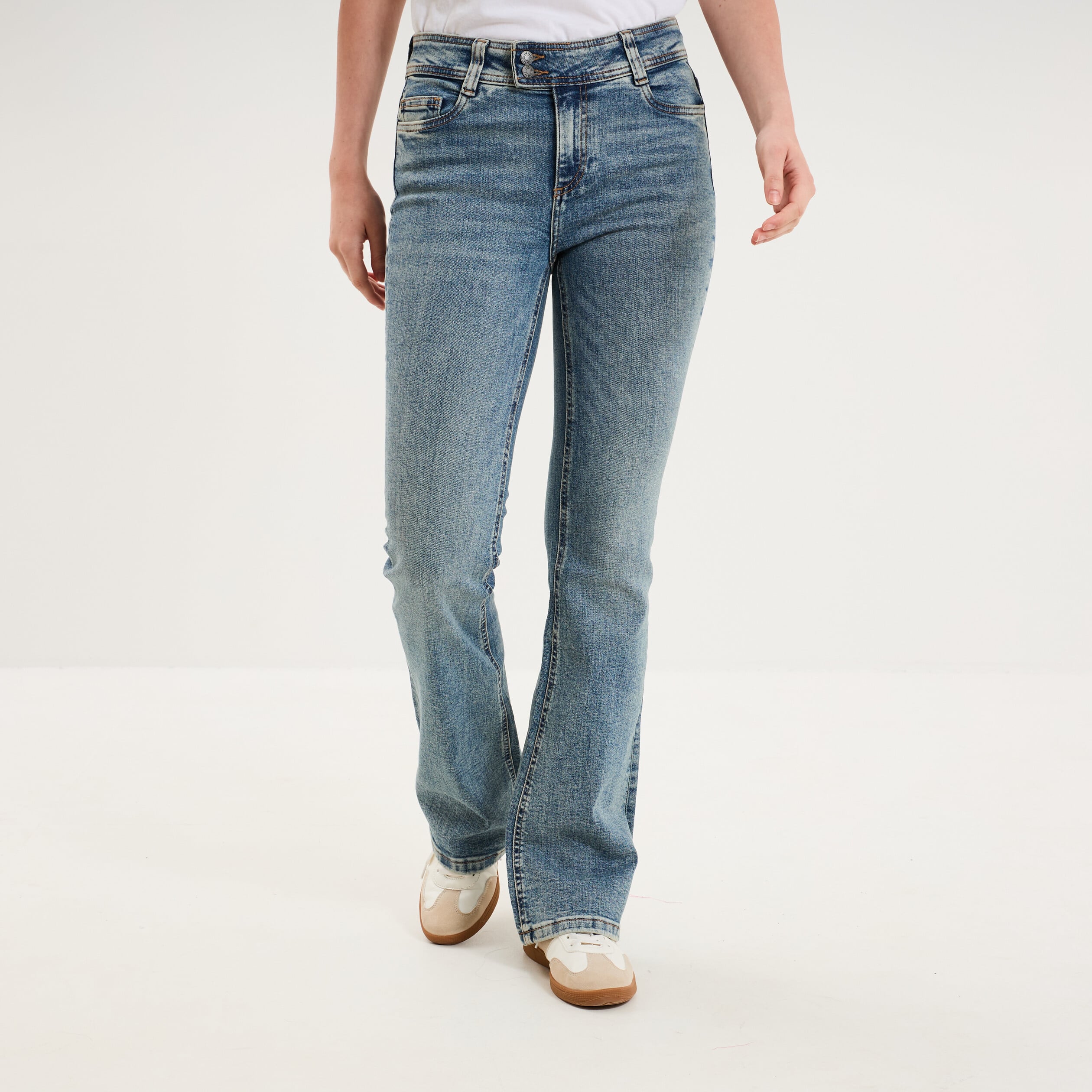 Jean flare taille basse denim dirty femme