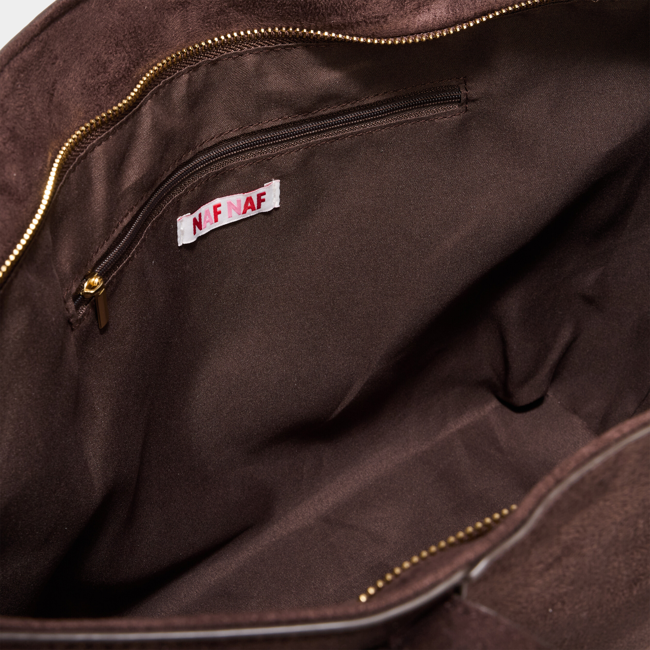 Sac cabas effet su&eacute;dine marron fonc&eacute; femme