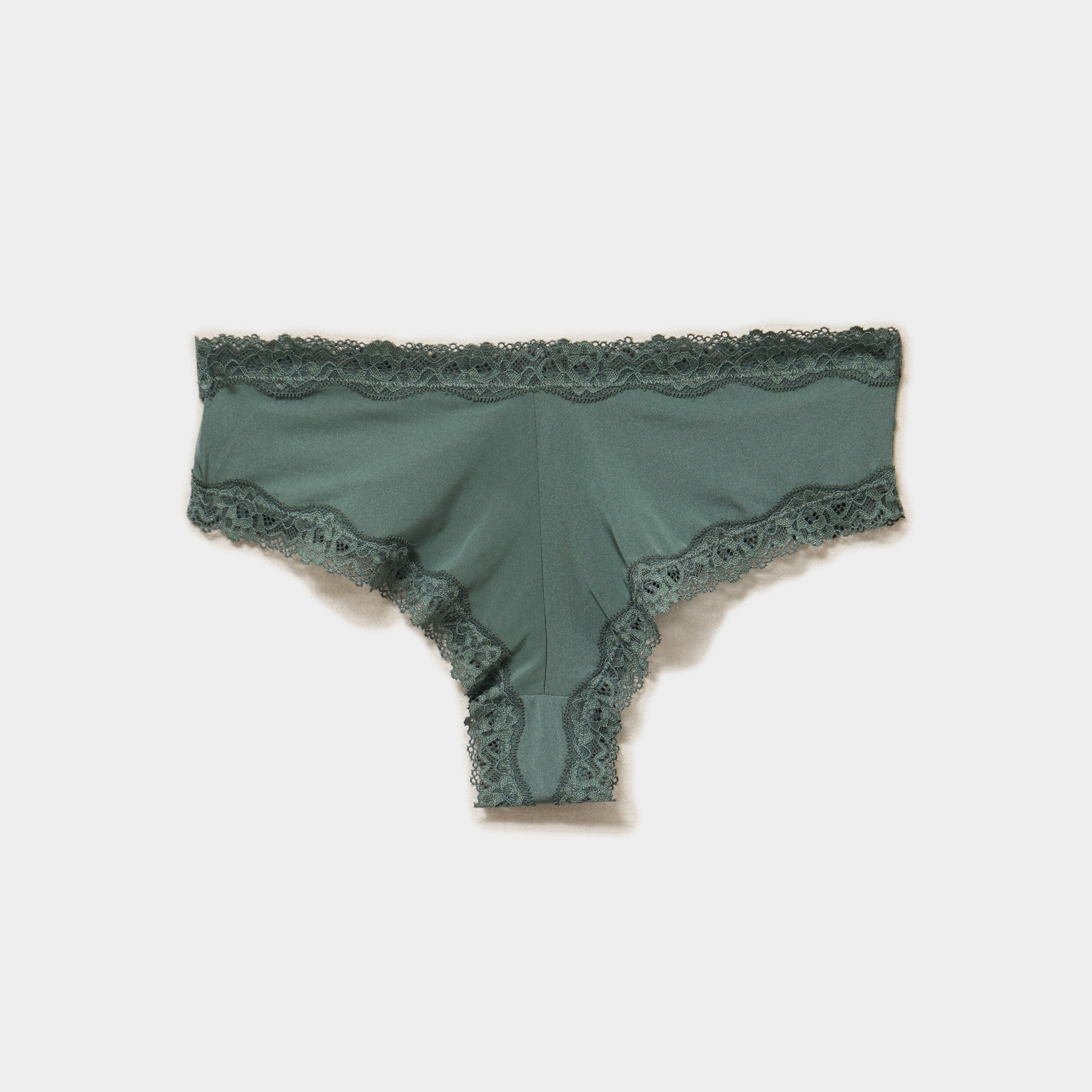 Lot 3 culottes hipster doubl&eacute;es coton vert femme