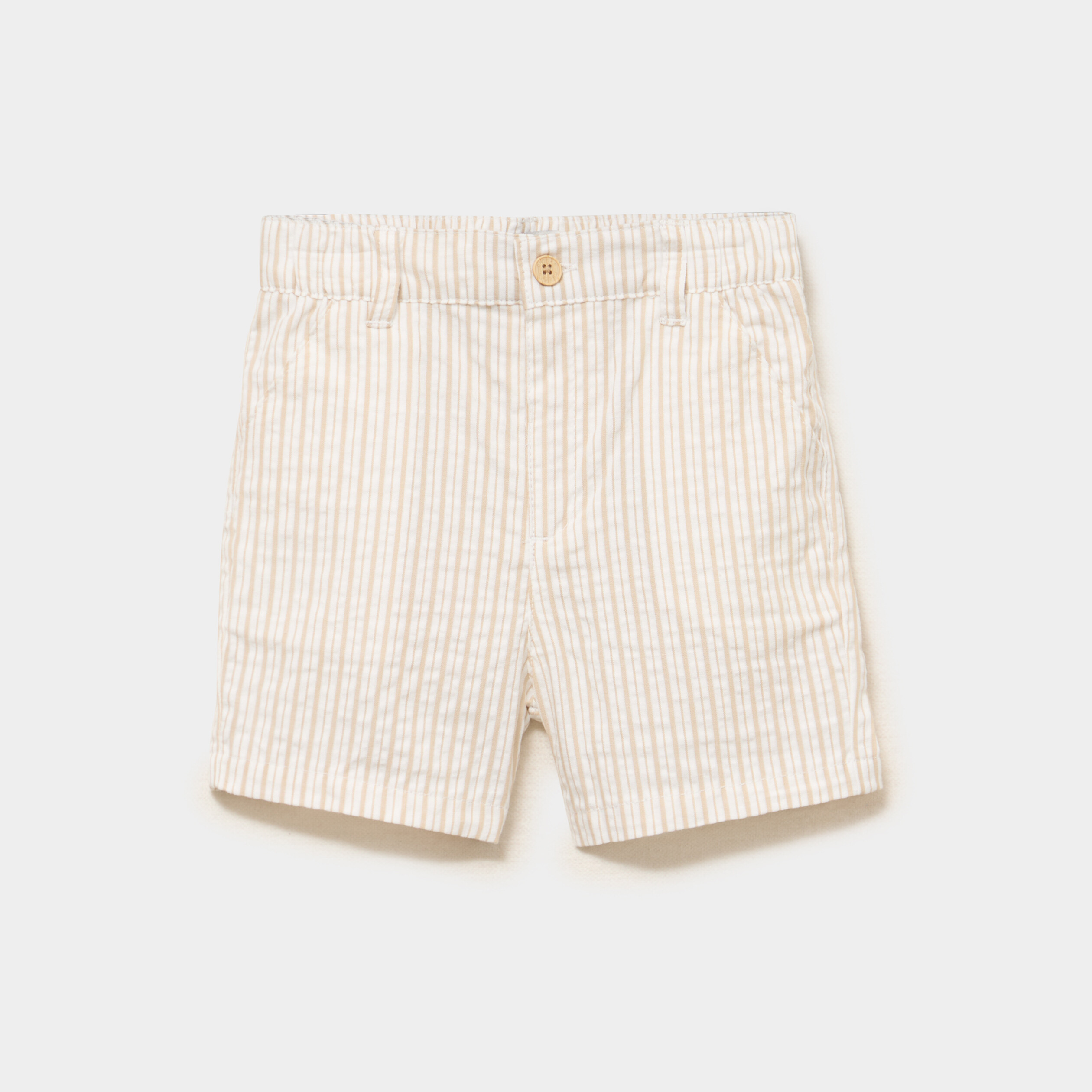 Short droit coton beige b&eacute;b&eacute; gar&ccedil;on