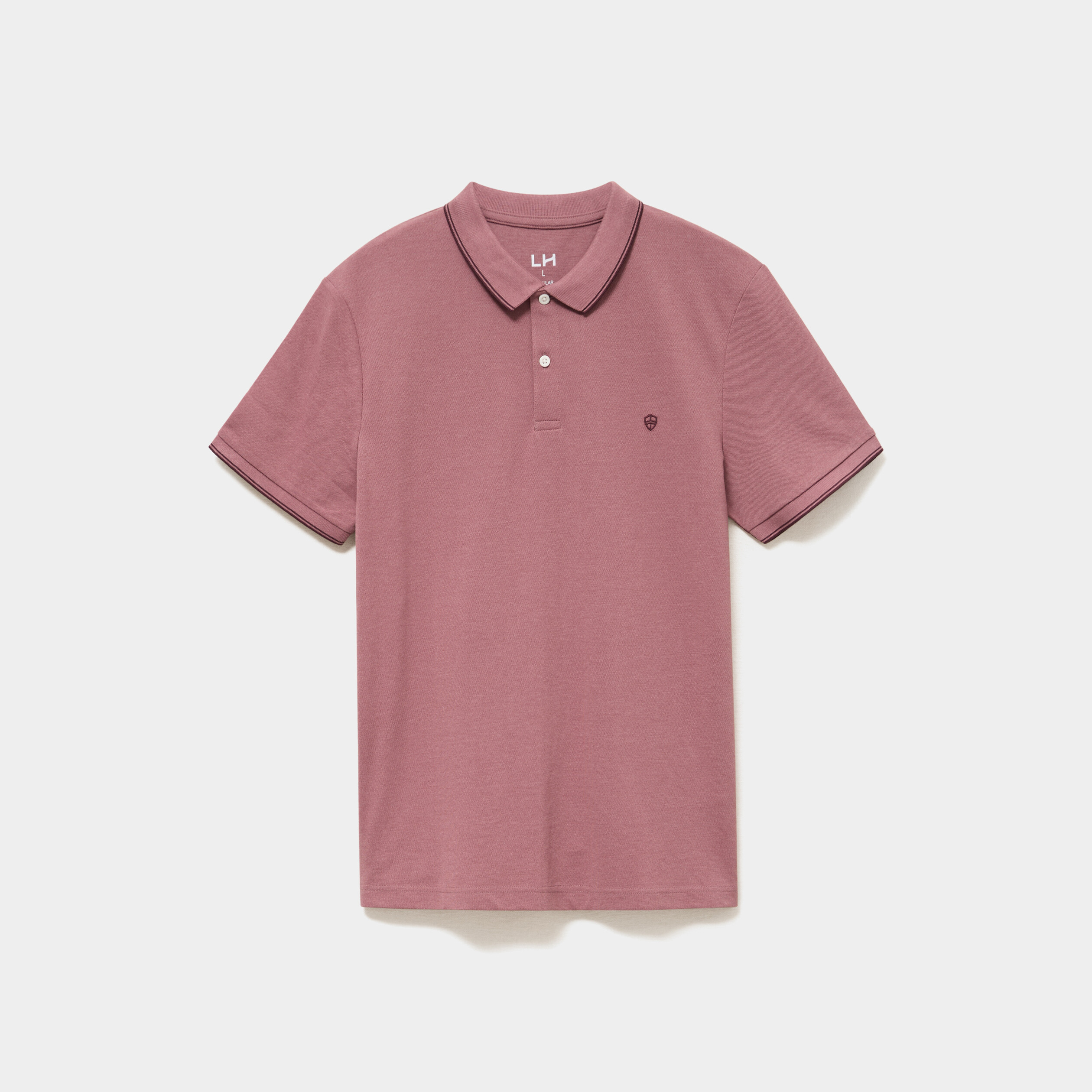 Polo piqu&eacute; coton manches courtes vieux rose homme