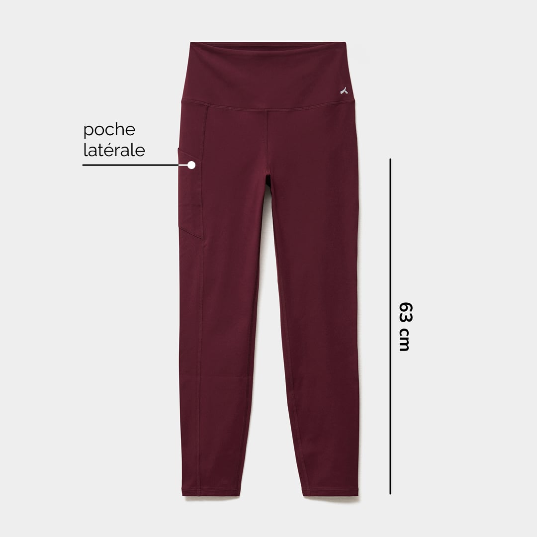 Legging de sport taille haute violet fonc&eacute; femme
