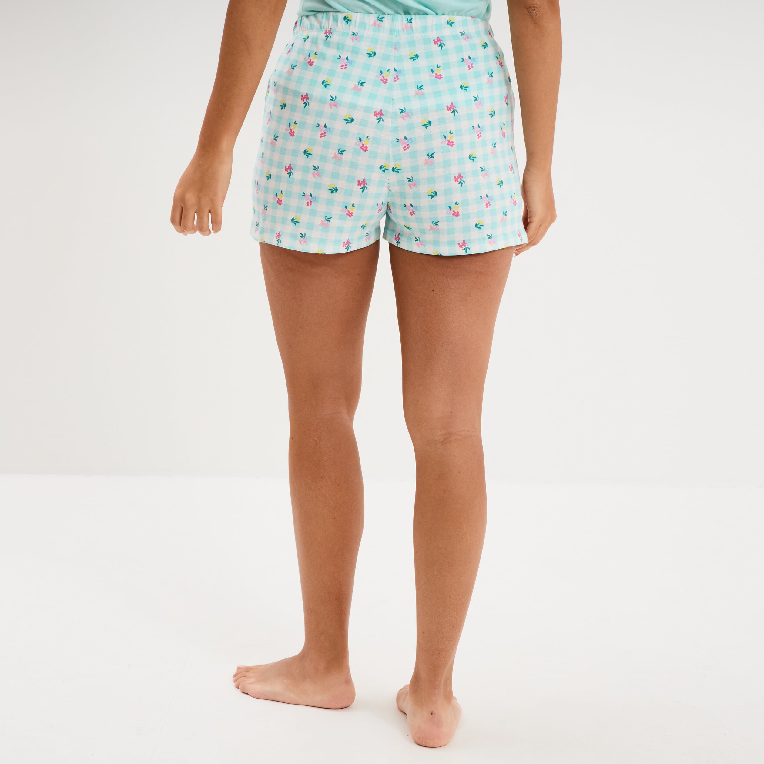 Bas de pyjama short coton bleu femme