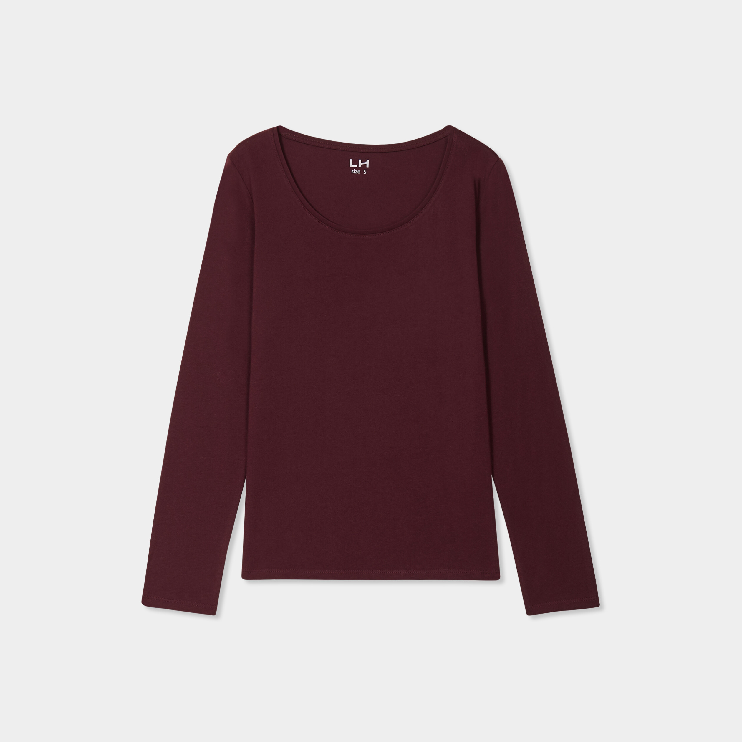 t shirt coton col rond manches longues prune femme T-shirt coton col rond manches longues prune femme