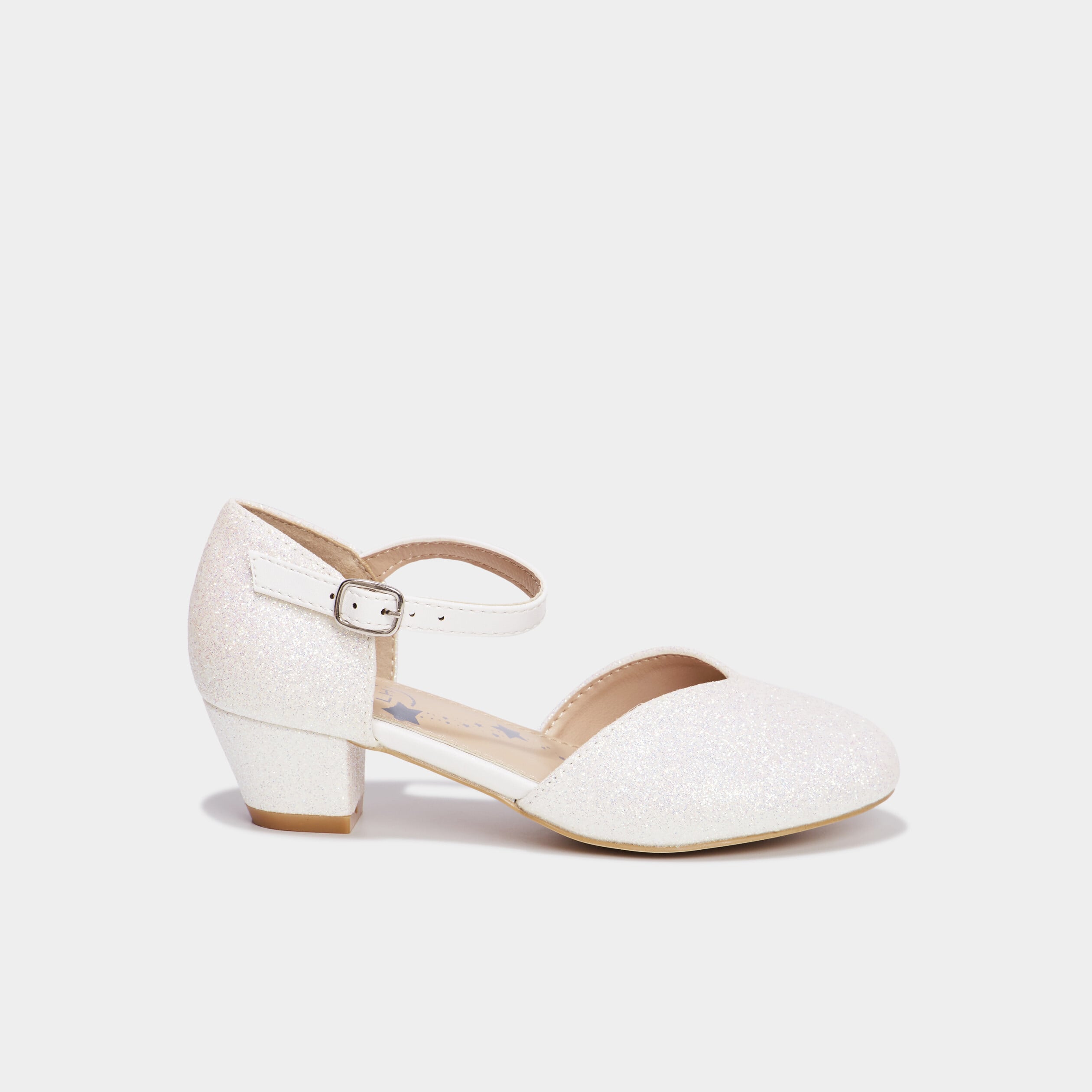 Babies c&eacute;r&eacute;monie &agrave; talons paillettes blanc fille