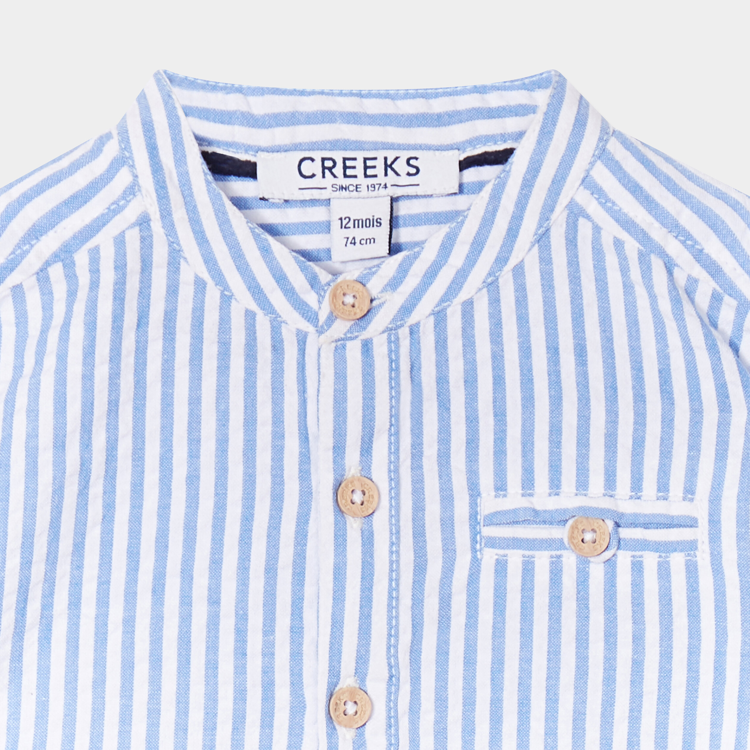 chemise manches longues coton creeks bleu clair bebeg Chemise manches longues coton Creeks bleu clair bébé garçon
