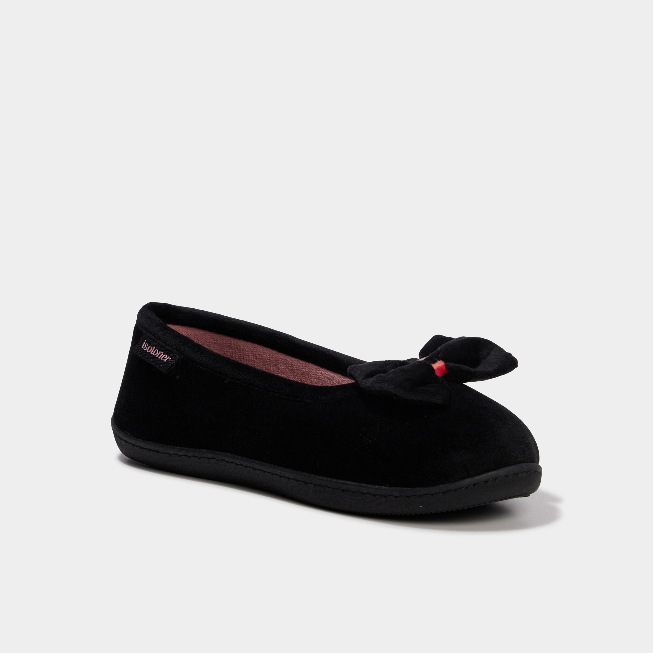Chaussons ballerines effet velours ecru femme