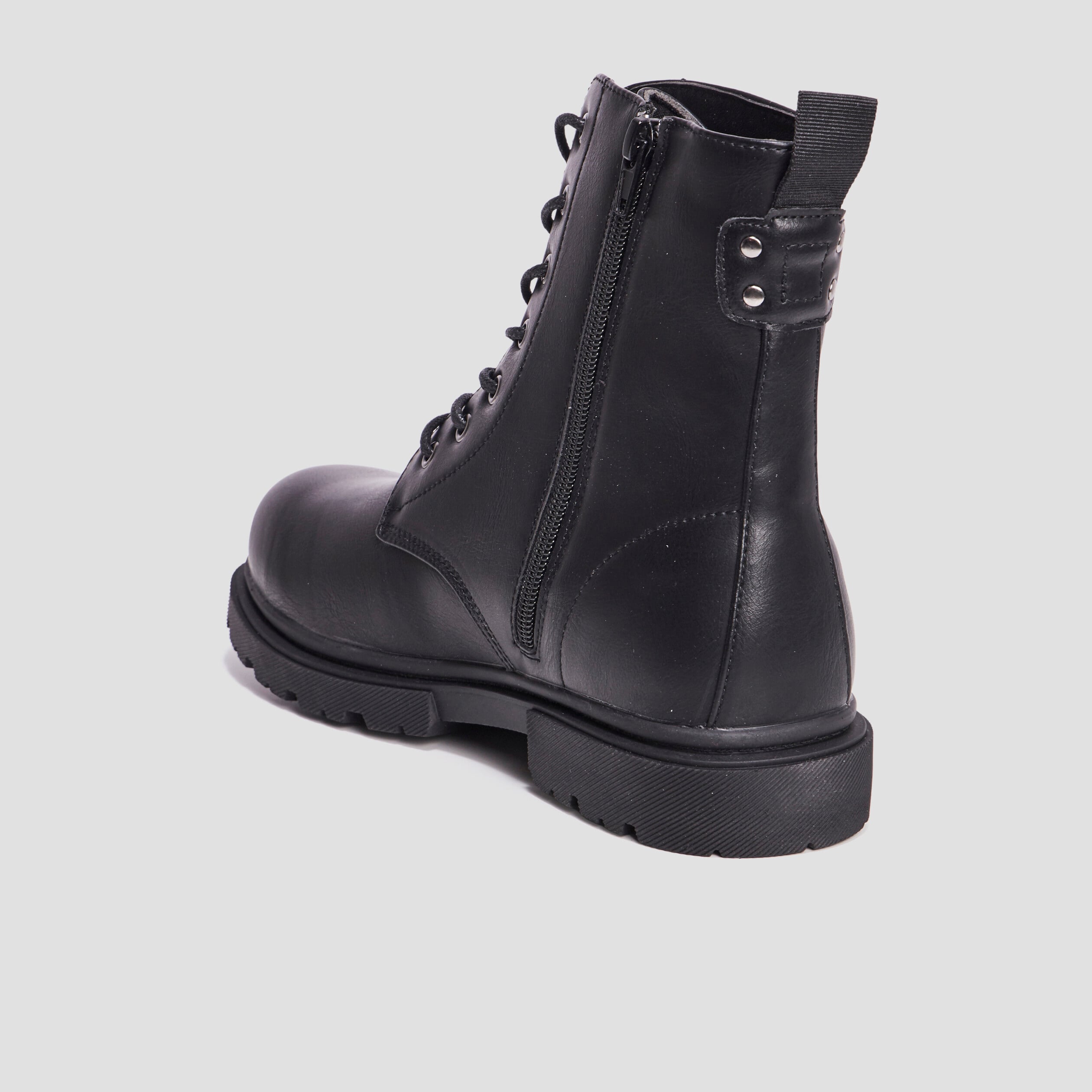 Bottes Motard à Lacets Noires Black Premium By EMP - Cuir, Embout Cousu, Talon Renforcé - Pour Homme