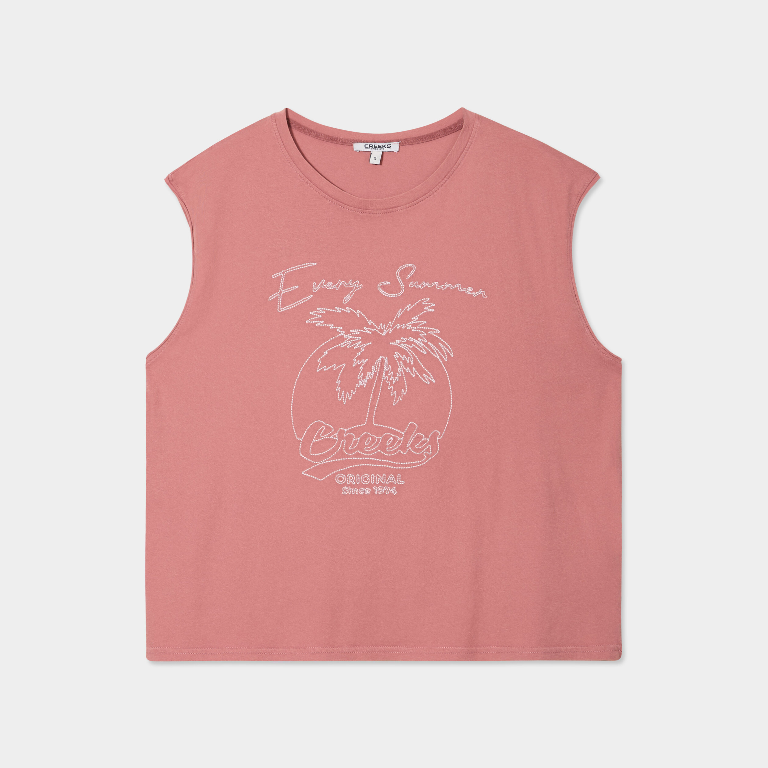 debardeur brode coton vieux rose femme Débardeur brodé coton vieux rose femme