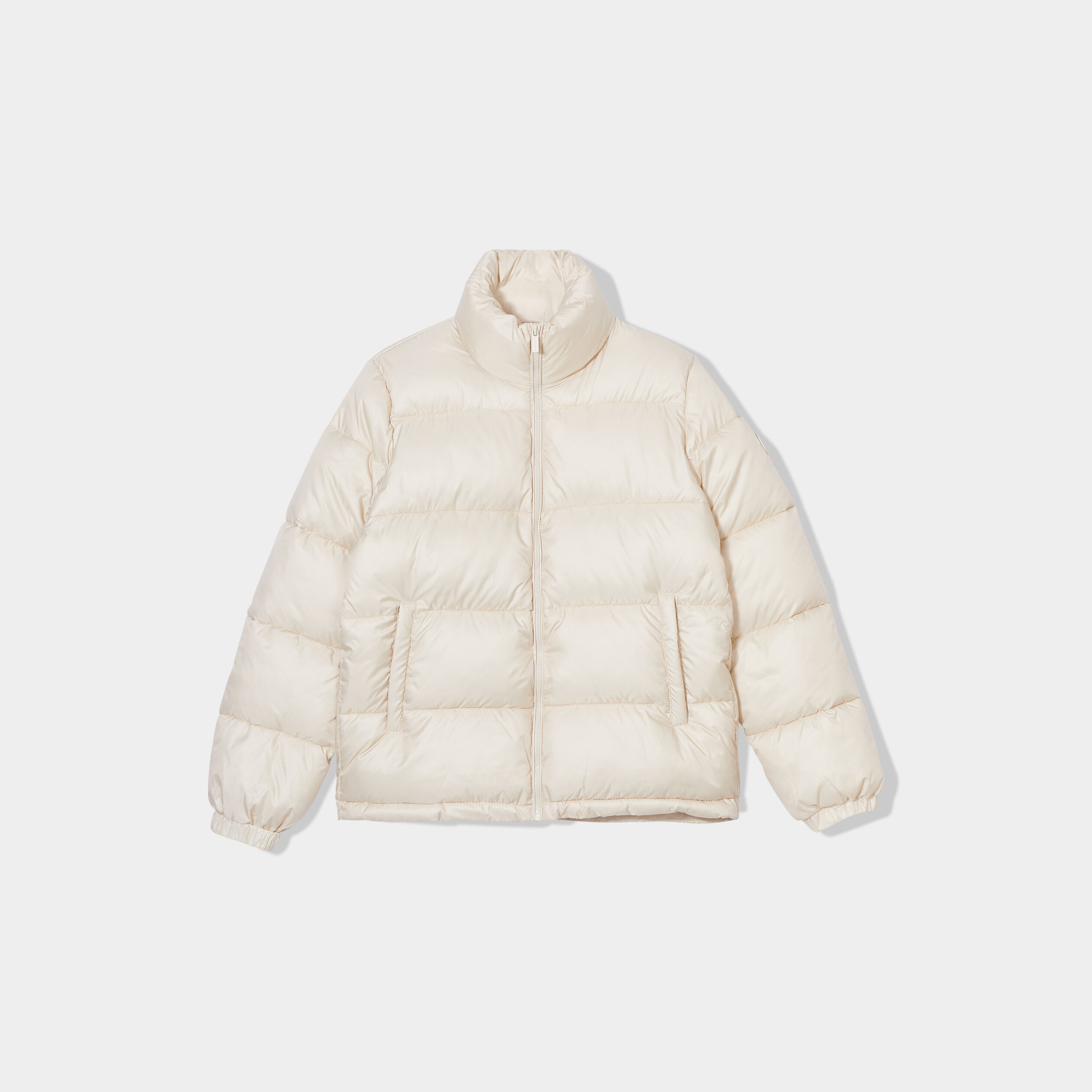 Doudoune col montant zippée ivoire femme