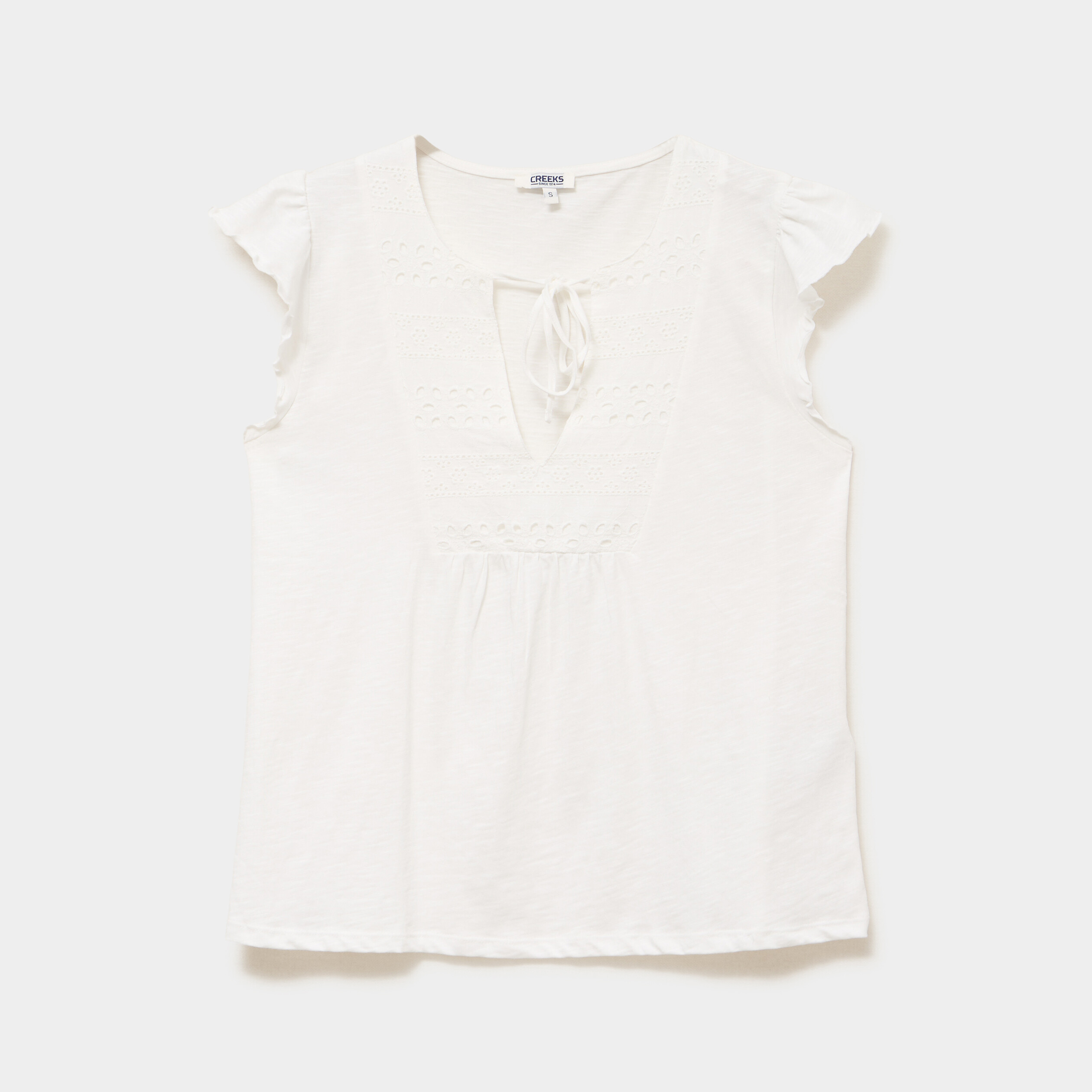 T-shirt avec broderie coton ecru femme