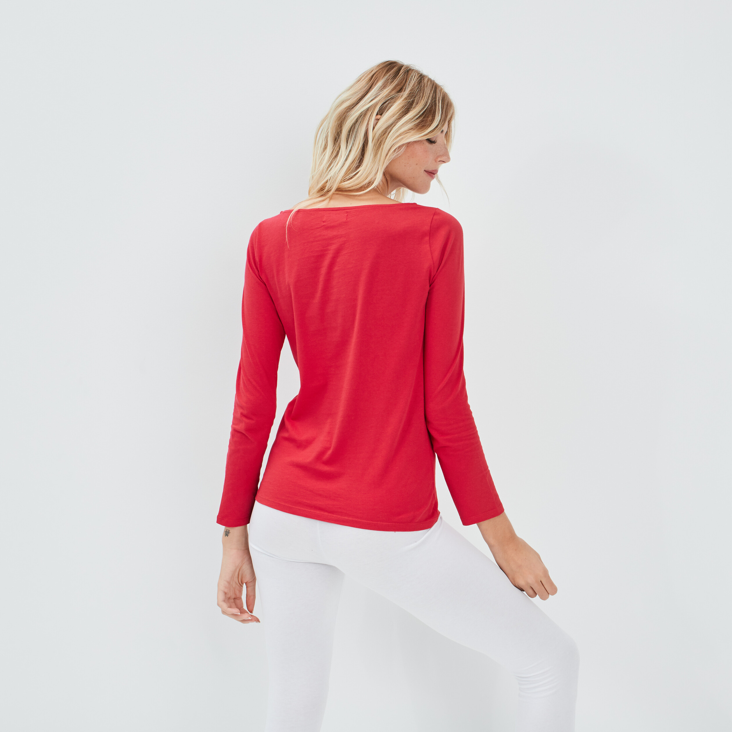 Tee shirt manche longue rouge femme outlet