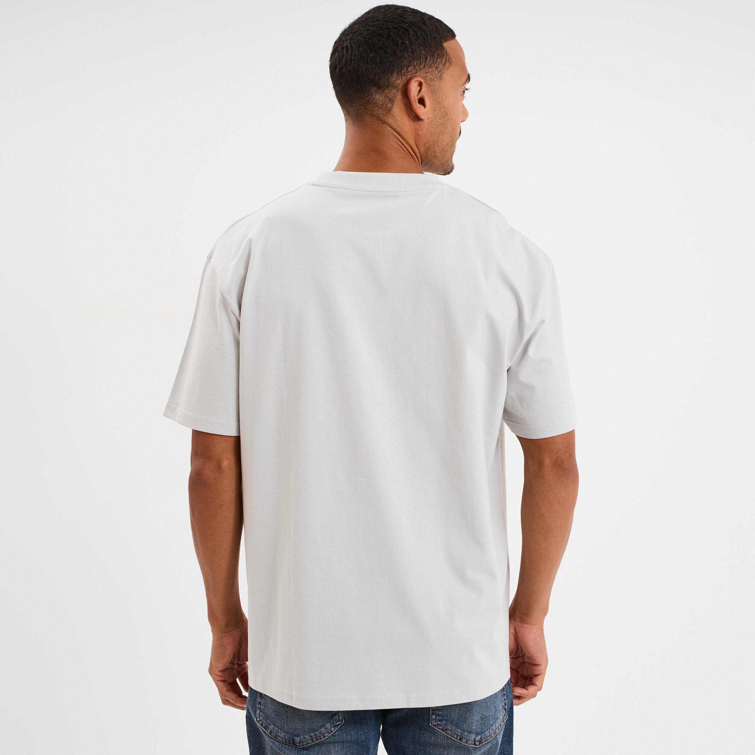 t shirt col rond manches courtes coton gris clair homme T-shirt col rond manches courtes coton gris clair homme