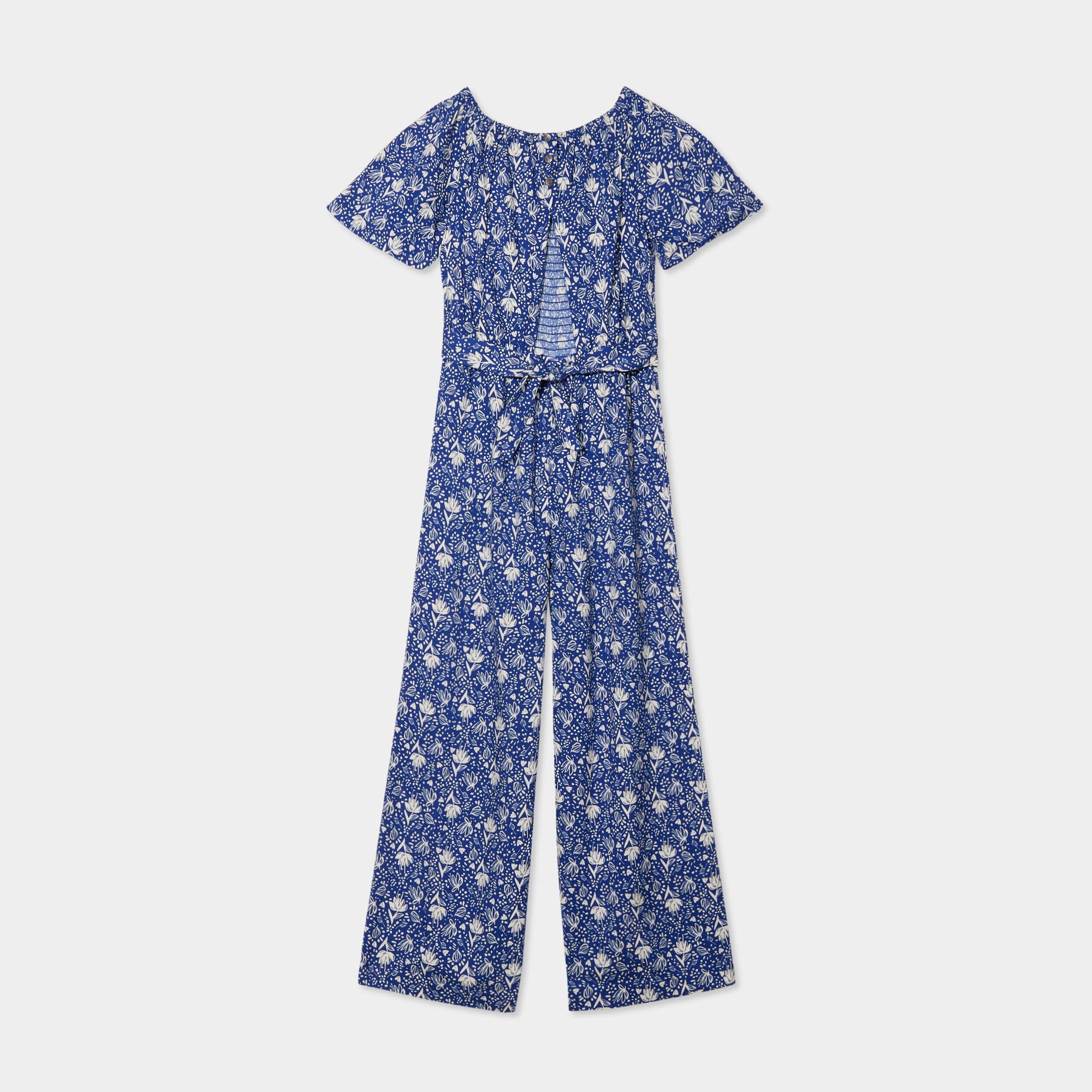 combinaison pantalon manches courtes bleu roi fille Combinaison pantalon manches courtes bleu roi fille