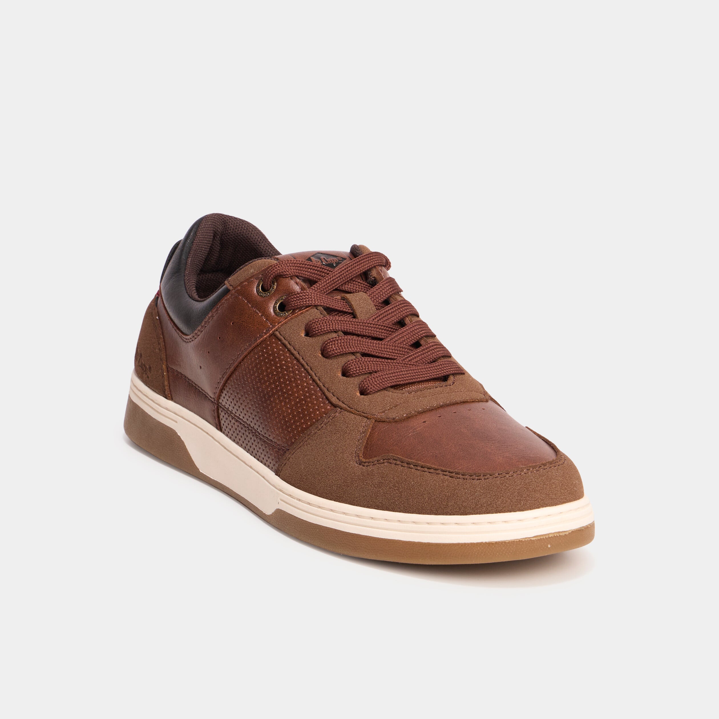 Tennis basses &agrave; lacets marron homme