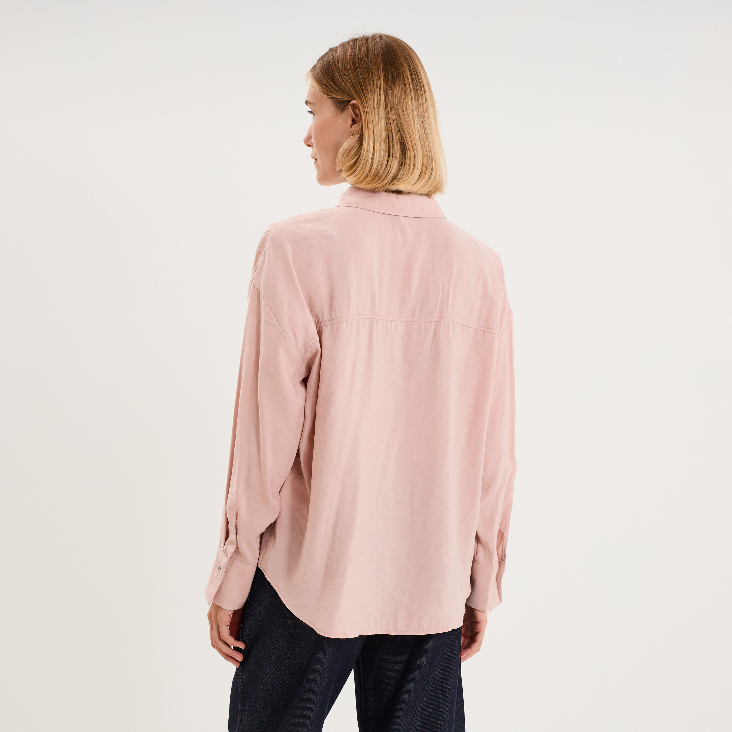 Chemise fluide manches longues oversize parme femme