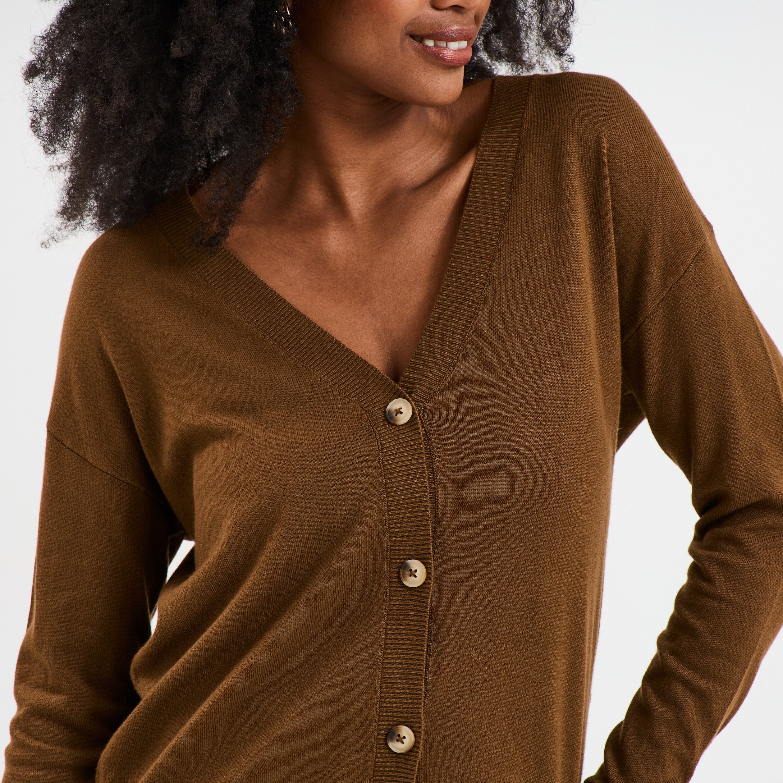gilet col en v boutonne taupe femme Gilet col en V boutonné taupe femme