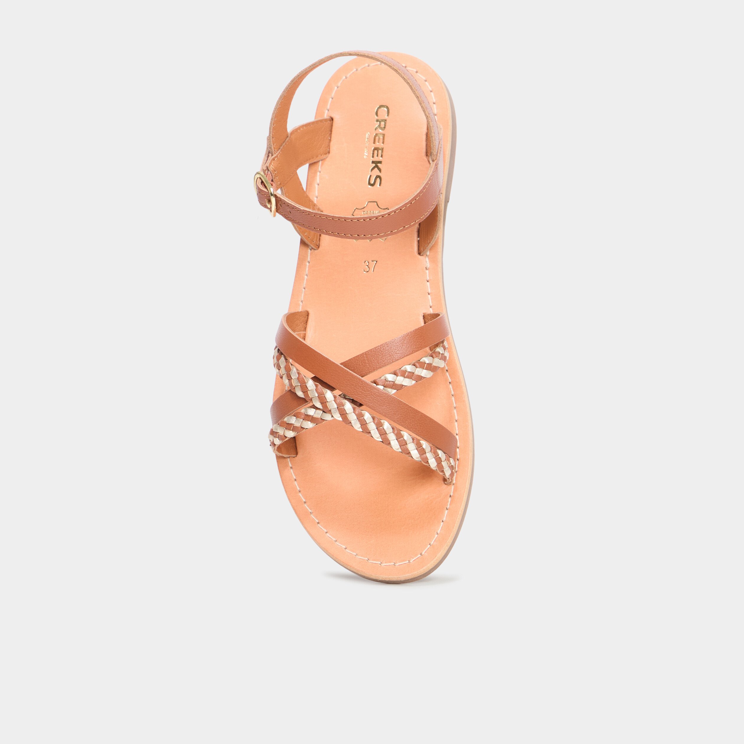 Sandales en cuir marron femme