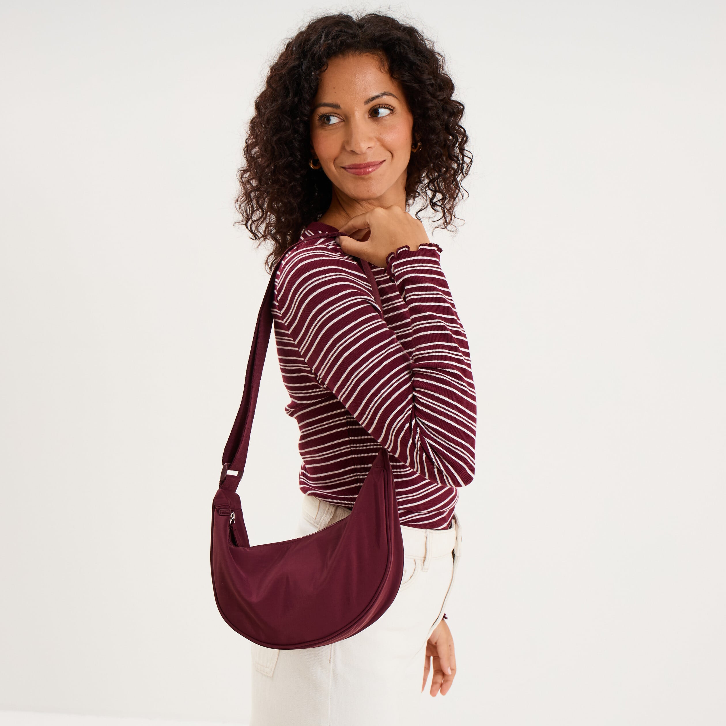 Sac banane en bandouli&egrave;re prune femme