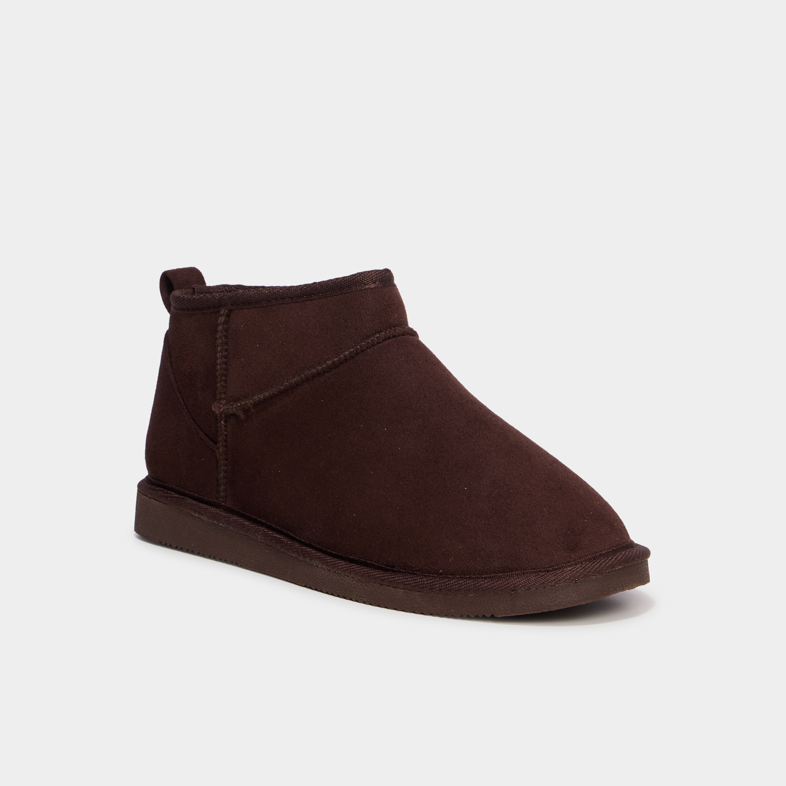 Bottines fourr&eacute;es effet su&eacute;dine marron fonc&eacute; femme