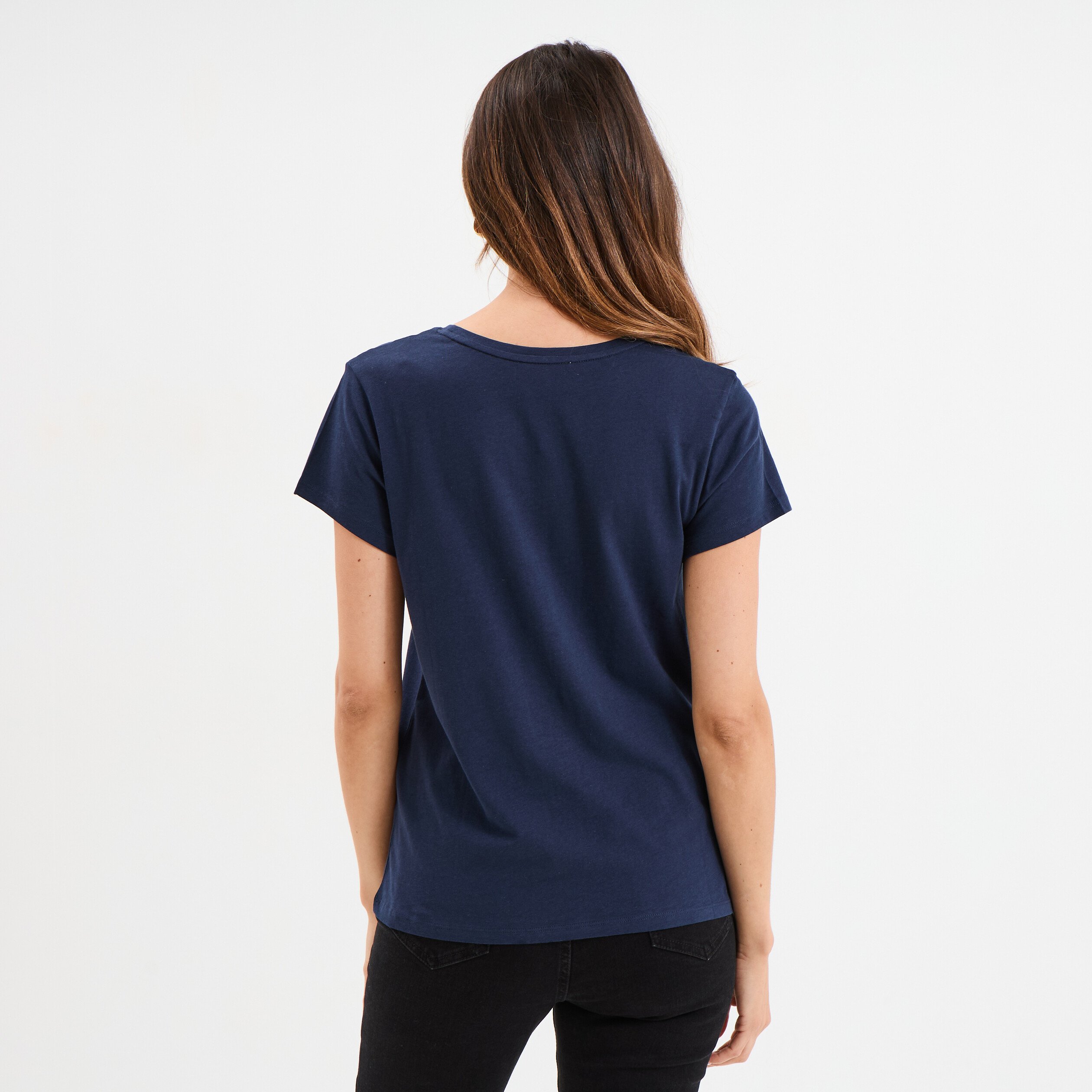 t shirt ajuste col rond coton creeks bleu marine femme T-shirt ajusté col rond coton Creeks bleu marine femme