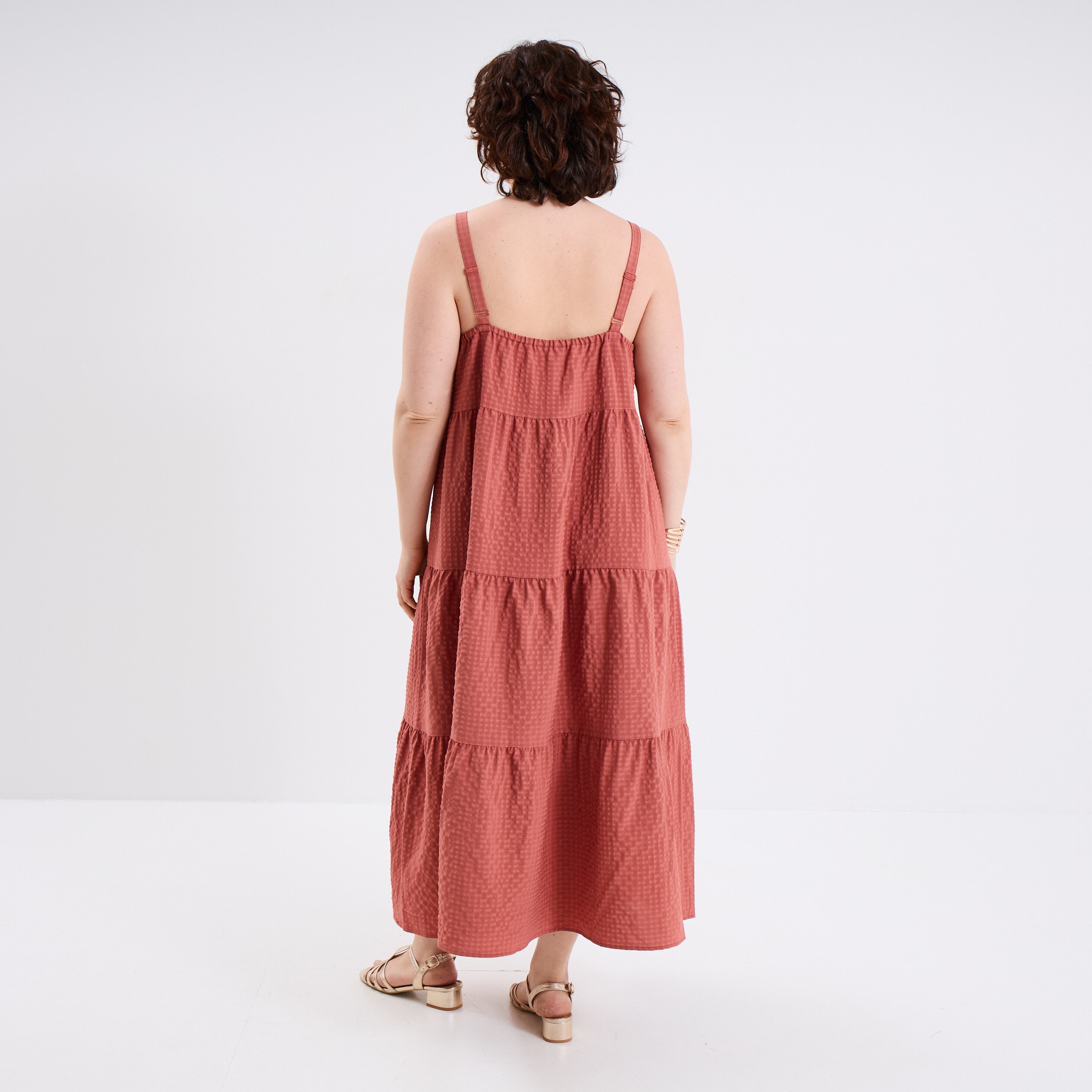 robe longue bretelles vieux rose femmegt Robe longue bretelles vieux rose femme grande taille