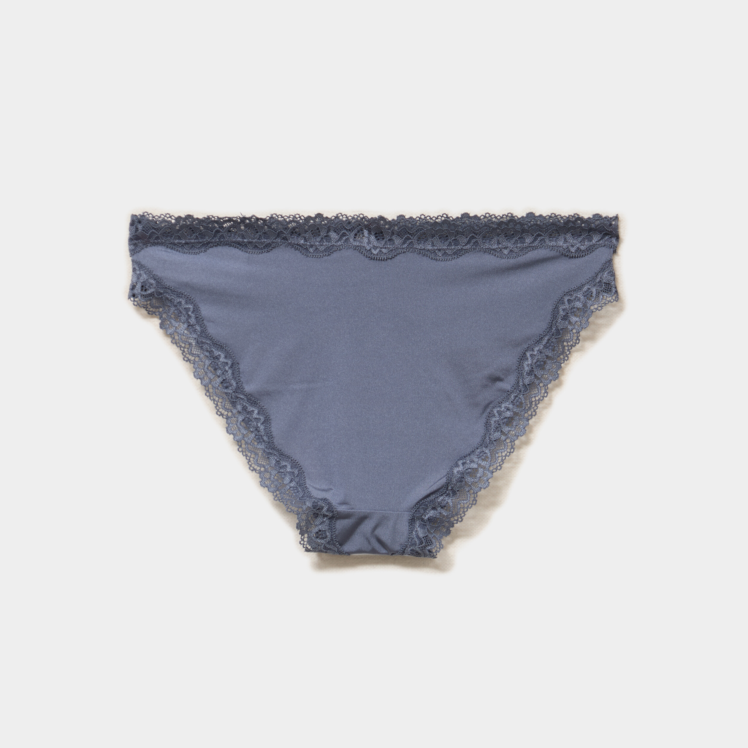 Lot 3 culottes &agrave; dentelle doubl&eacute;es coton bleu violet femme
