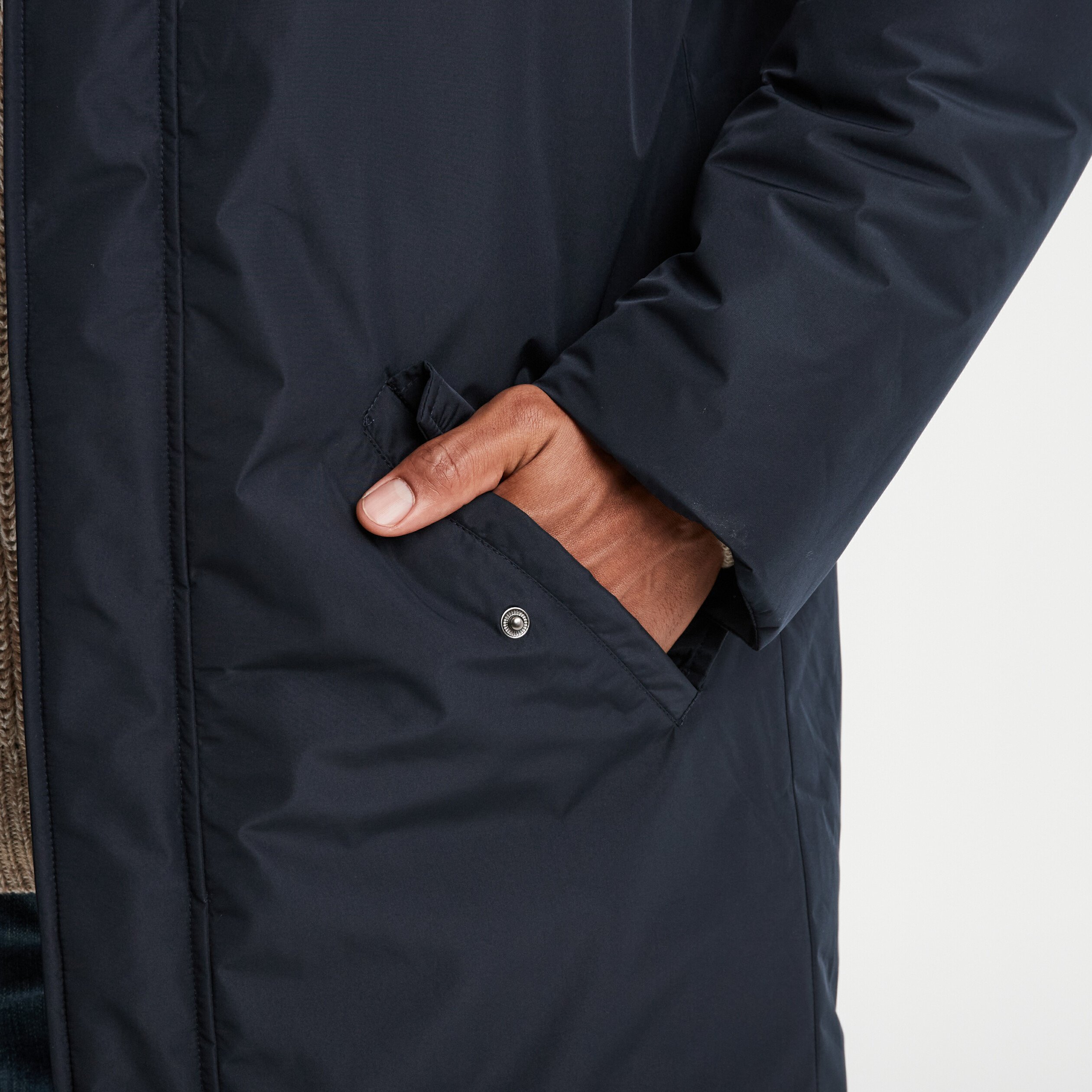 parka deperlante doublee a capuche bleu fonce homme Parka déperlante doublée à capuche bleu foncé homme