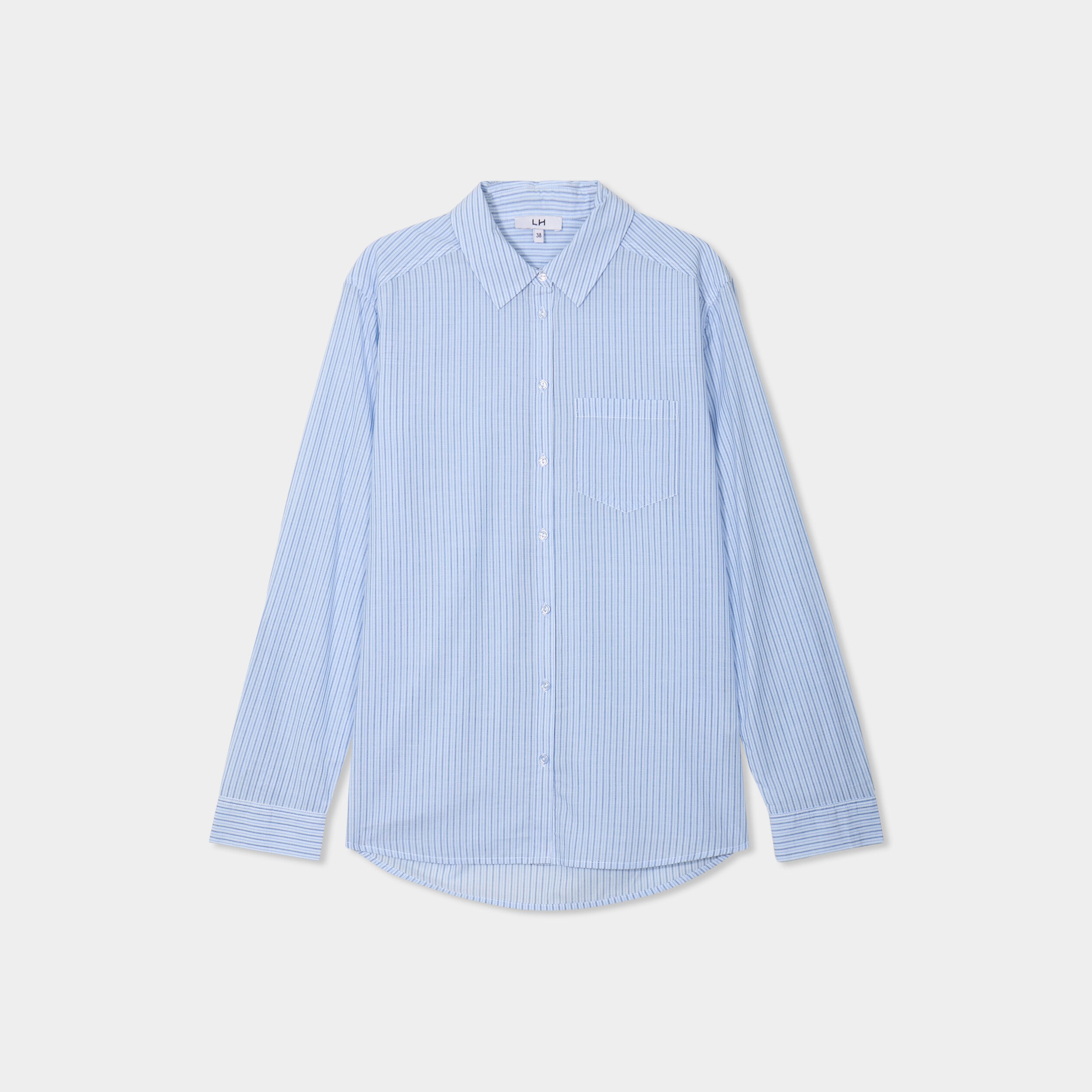 chemise manches ajustables 1 poche coton bleu femme Chemise manches ajustables 1 poche coton bleu femme