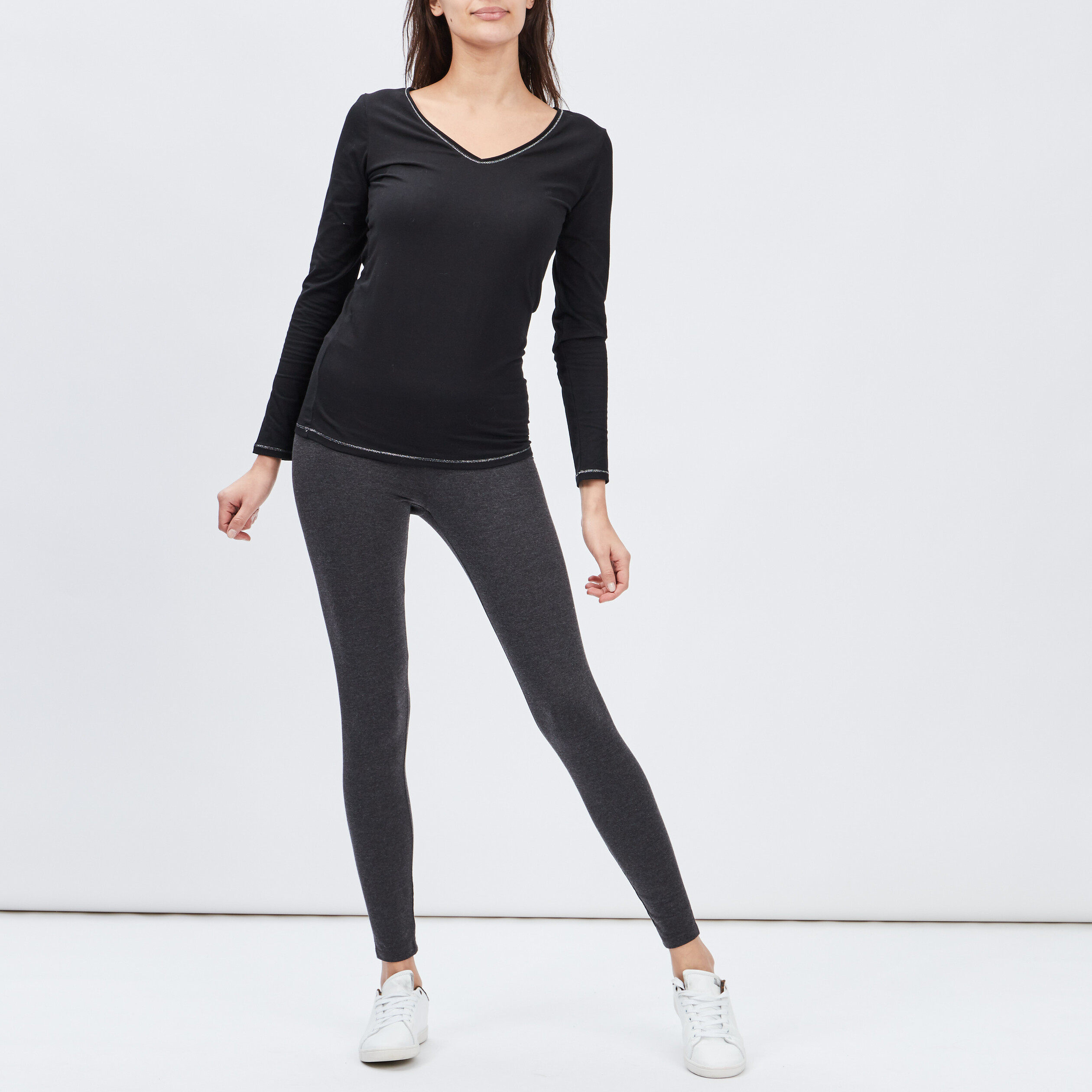 t shirt manches longues noir femme T-shirt manches longues noir femme