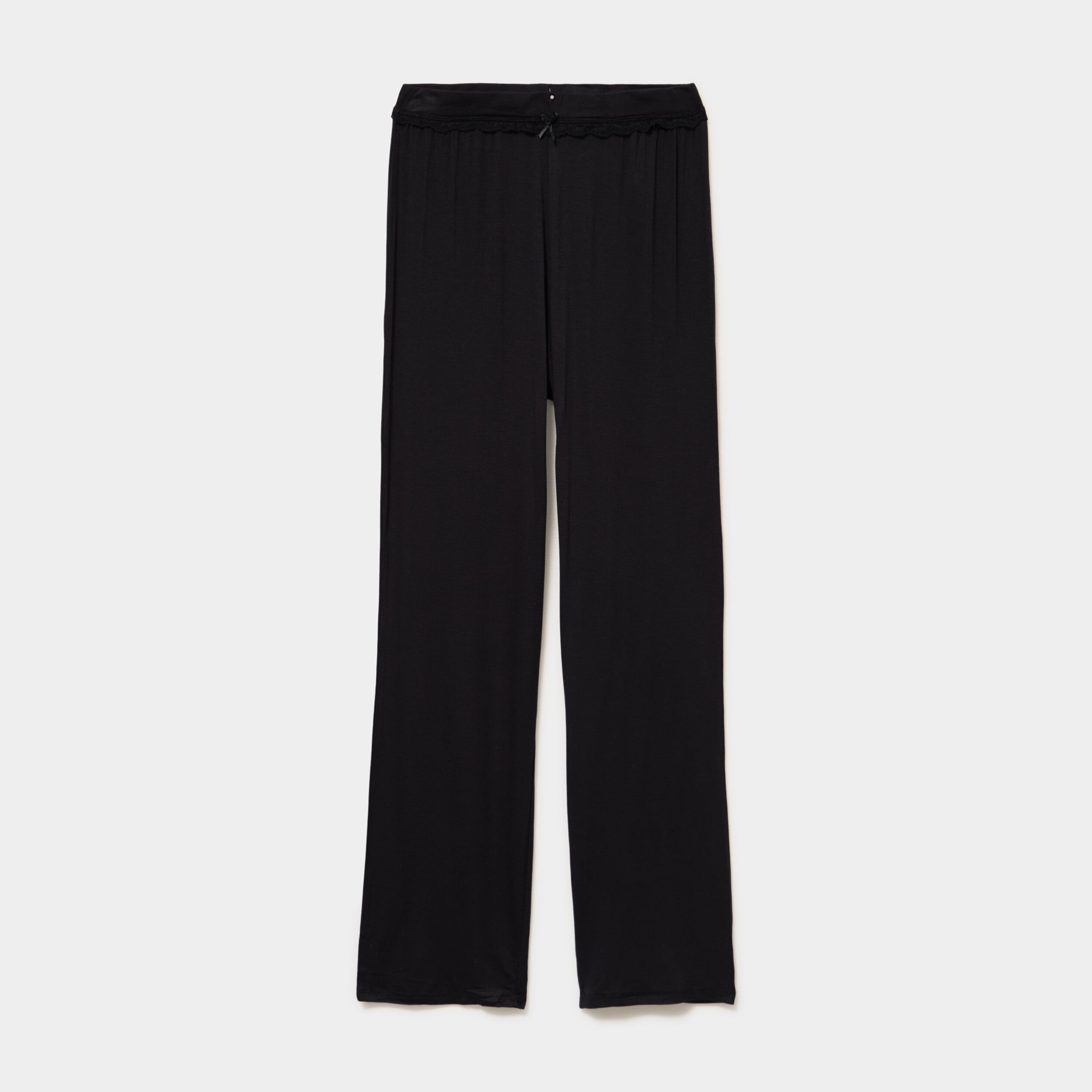 Pantalon de pyjama droit fluide noir femme