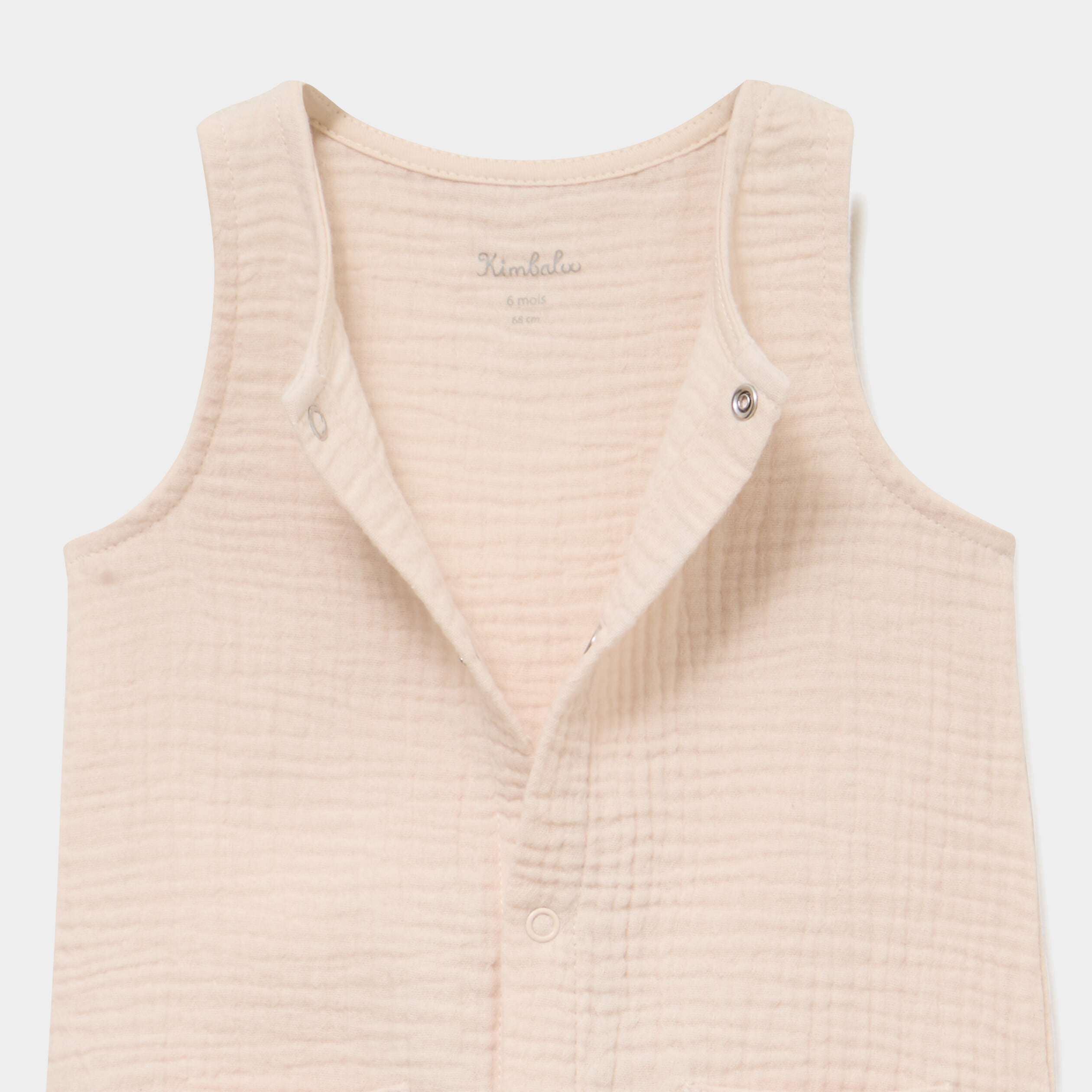 Combinaison coton sans manches taupe b&eacute;b&eacute;