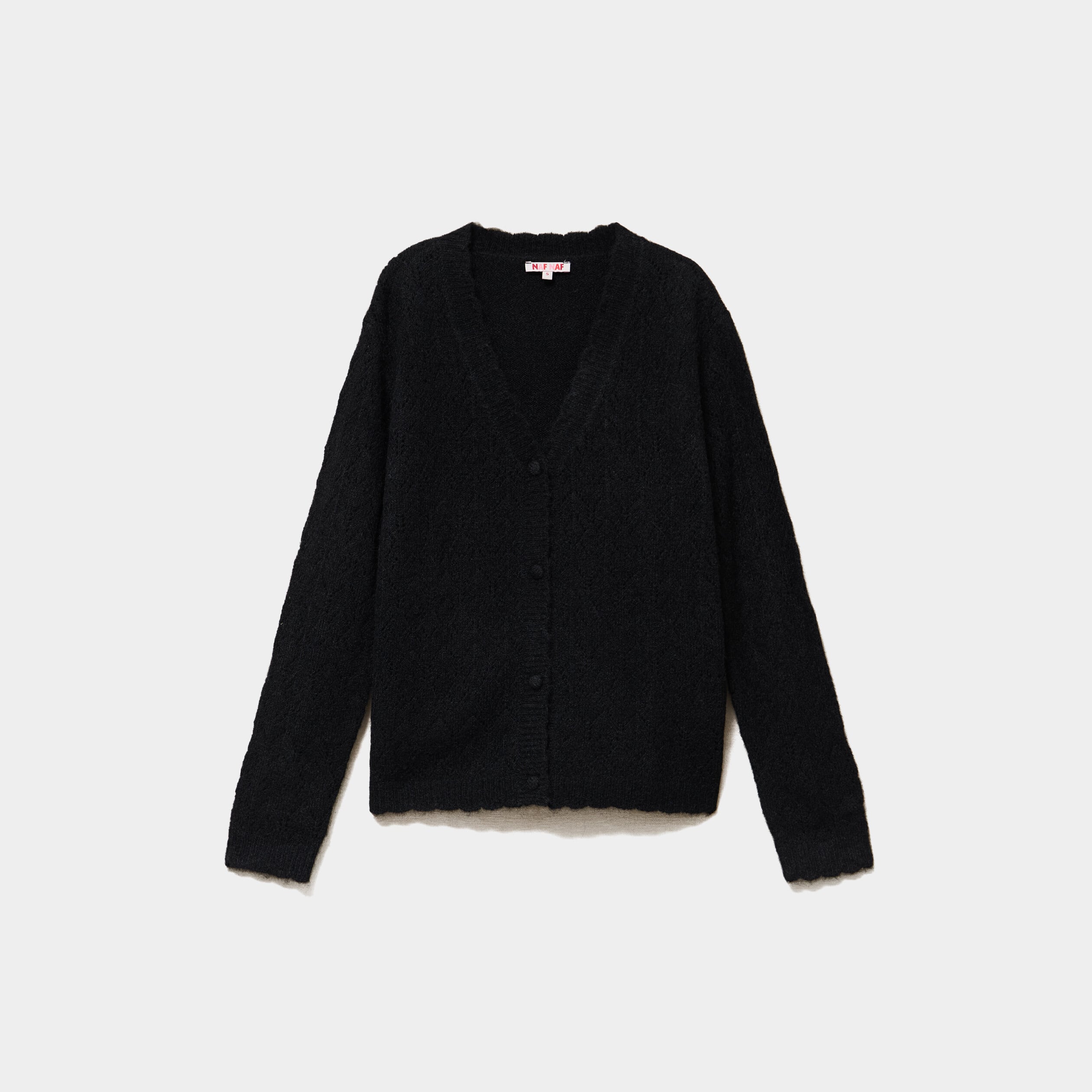 Gilet cardigan ajour&eacute; manches longues noir femme