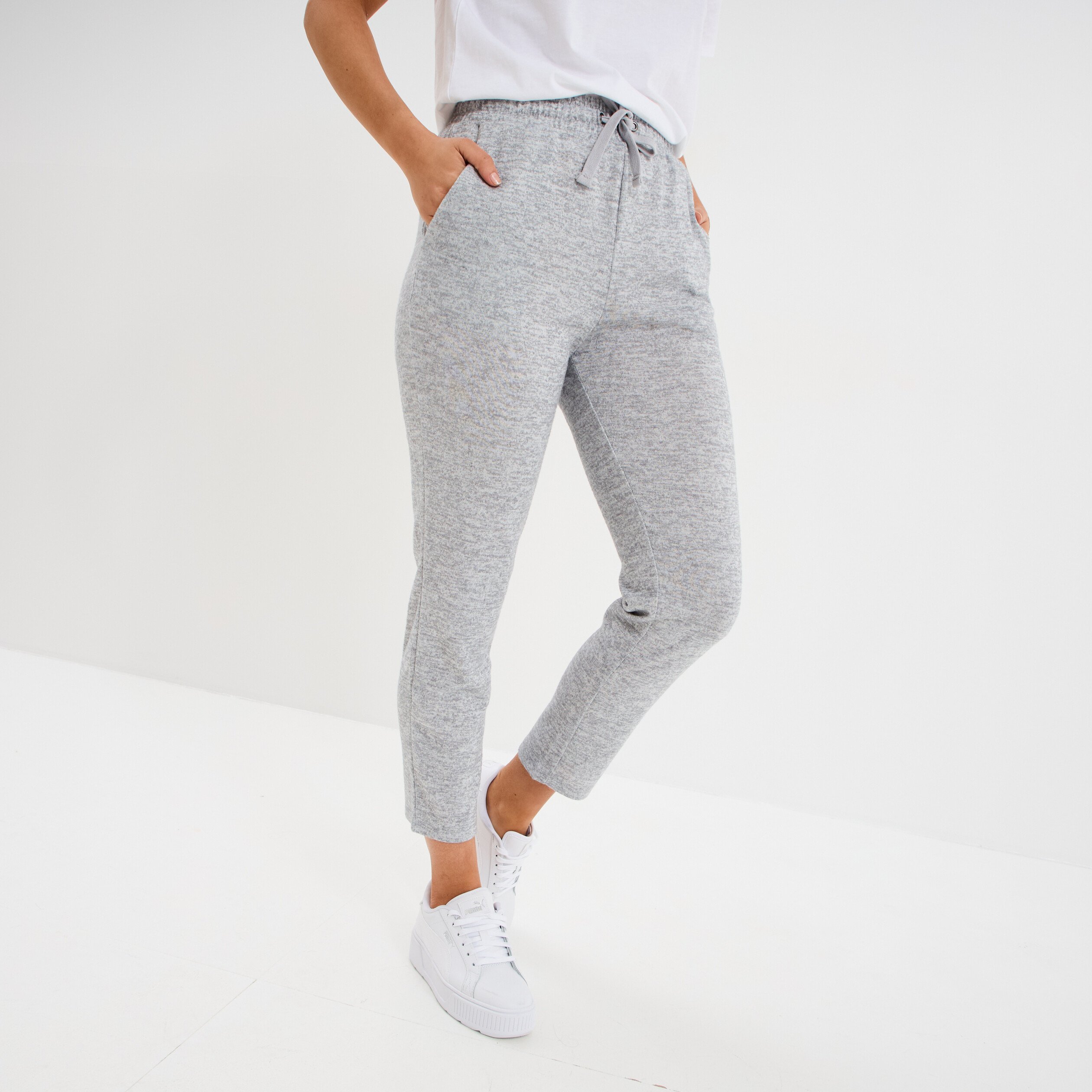 pantalon jogging 78eme gris clair femme Pantalon jogging 7/8ème gris clair femme