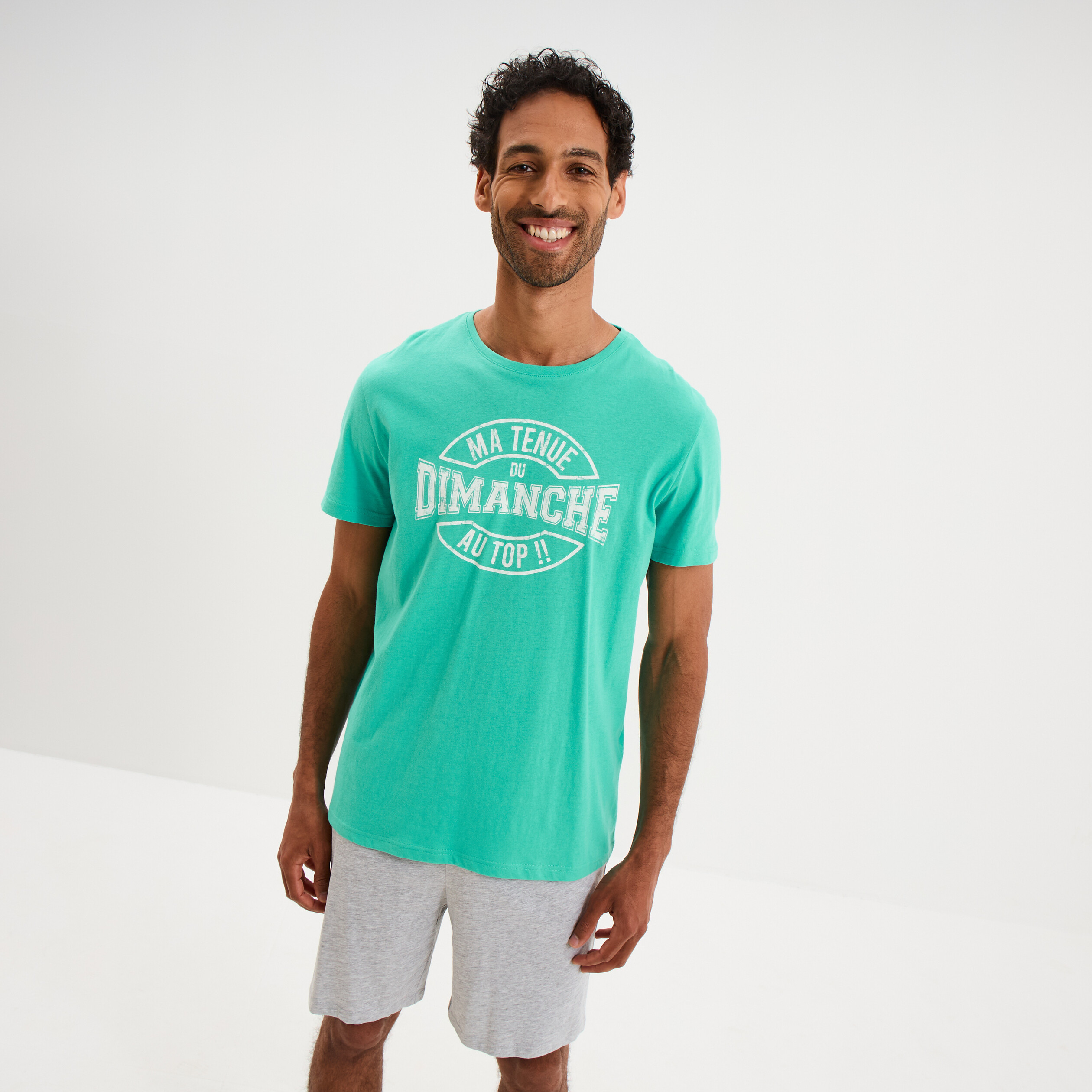 Ensemble pyjama avec short et t-shirt vert menthe homme